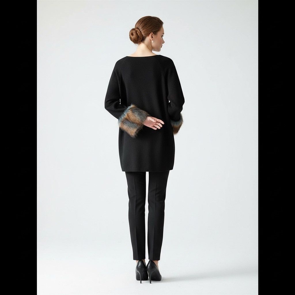J.McLaughlin J. McLaughlin Cashmere Wool Fur Trim Sleeve Elevated Cardi Size XS / US 0-2 / IT 36-38 - 4 Thumbnail