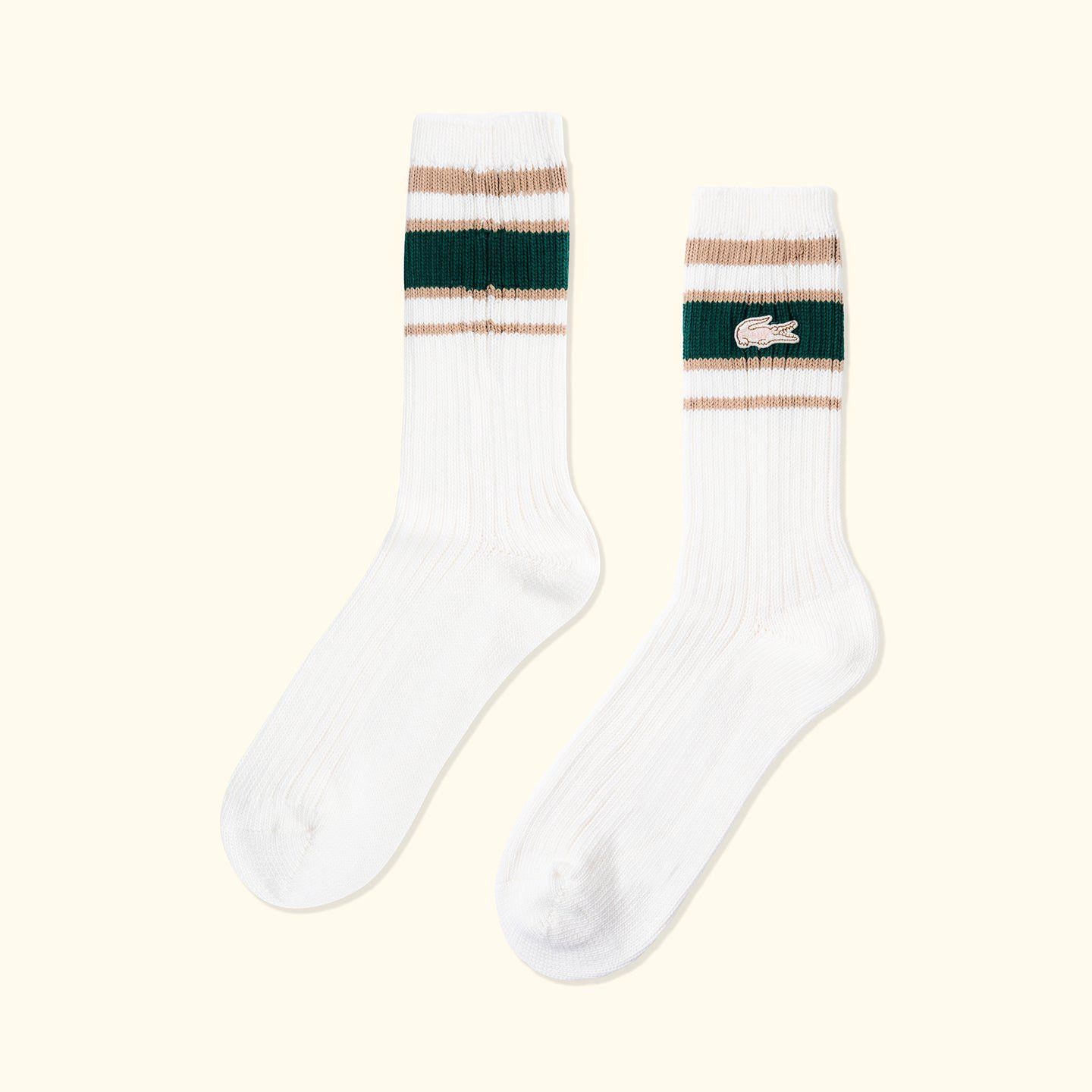 Golf le Fleur × Lacoste Golf le Fleur WHITE STRIPED RIBBED SOCKS Size ONE SIZE - 1 Thumbnail