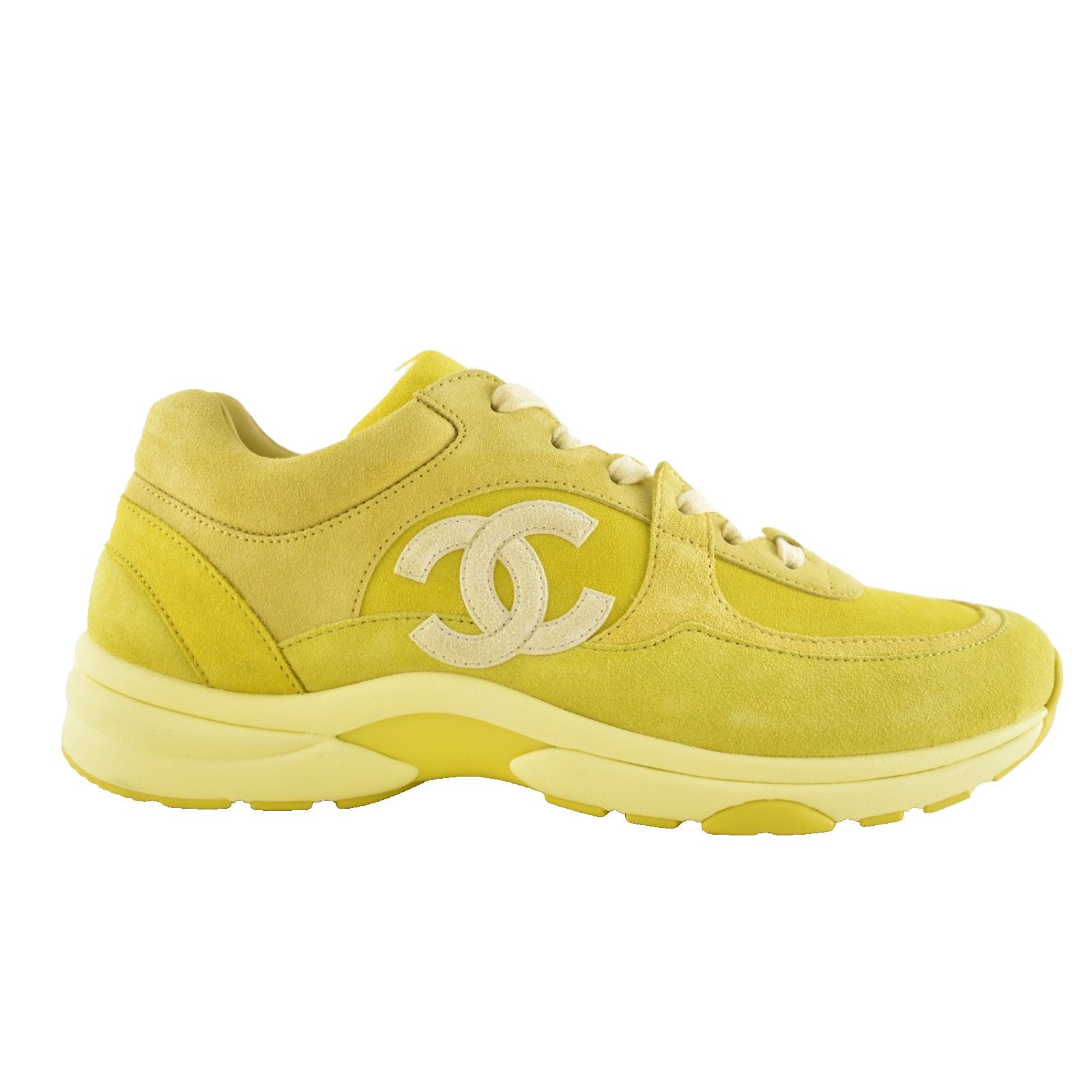 Chanel Chanel 19S Mens Yellow White Suede CC Logo Low Top Size US 11 / EU 44 - 1 Thumbnail