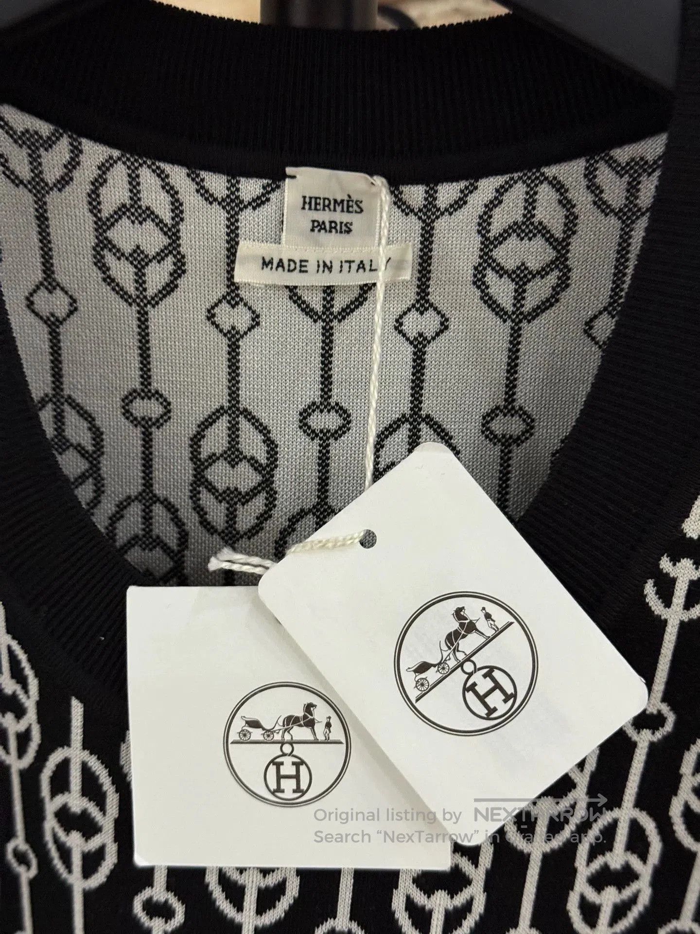 Hermes Hermes Black White Chain Print Dress. Size US 36 / EU 52 - 2 Thumbnail