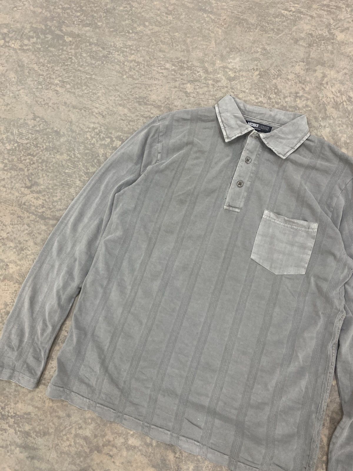 Le Grande Bleu (L.G.B.) MICHIKO LONDON WASHED GREY POLO COLLAR LS Size US M / EU 48-50 / 2 - 5 Thumbnail