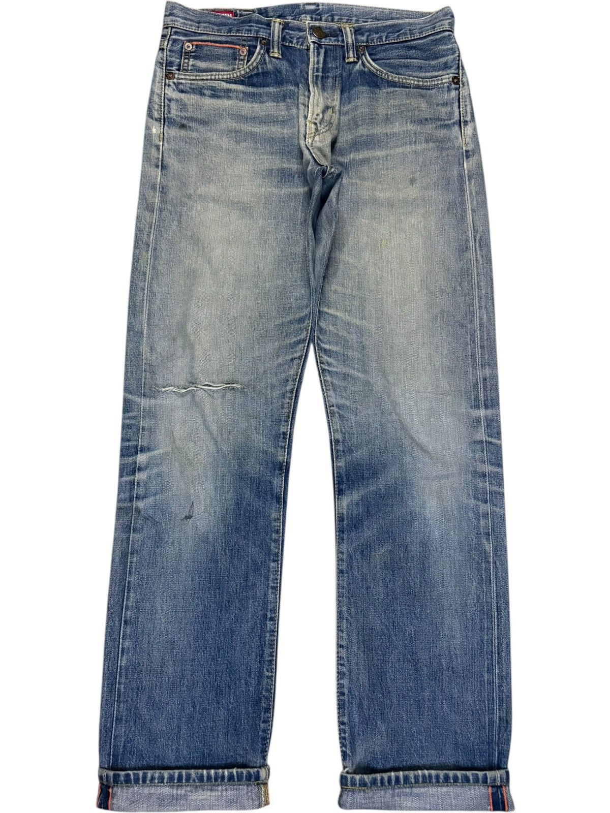 Edwin × Japanese Brand Vintage Japanese Edwin 505 Selvedge Mud Wash Distress Jeans Size US 31 - 1 Thumbnail