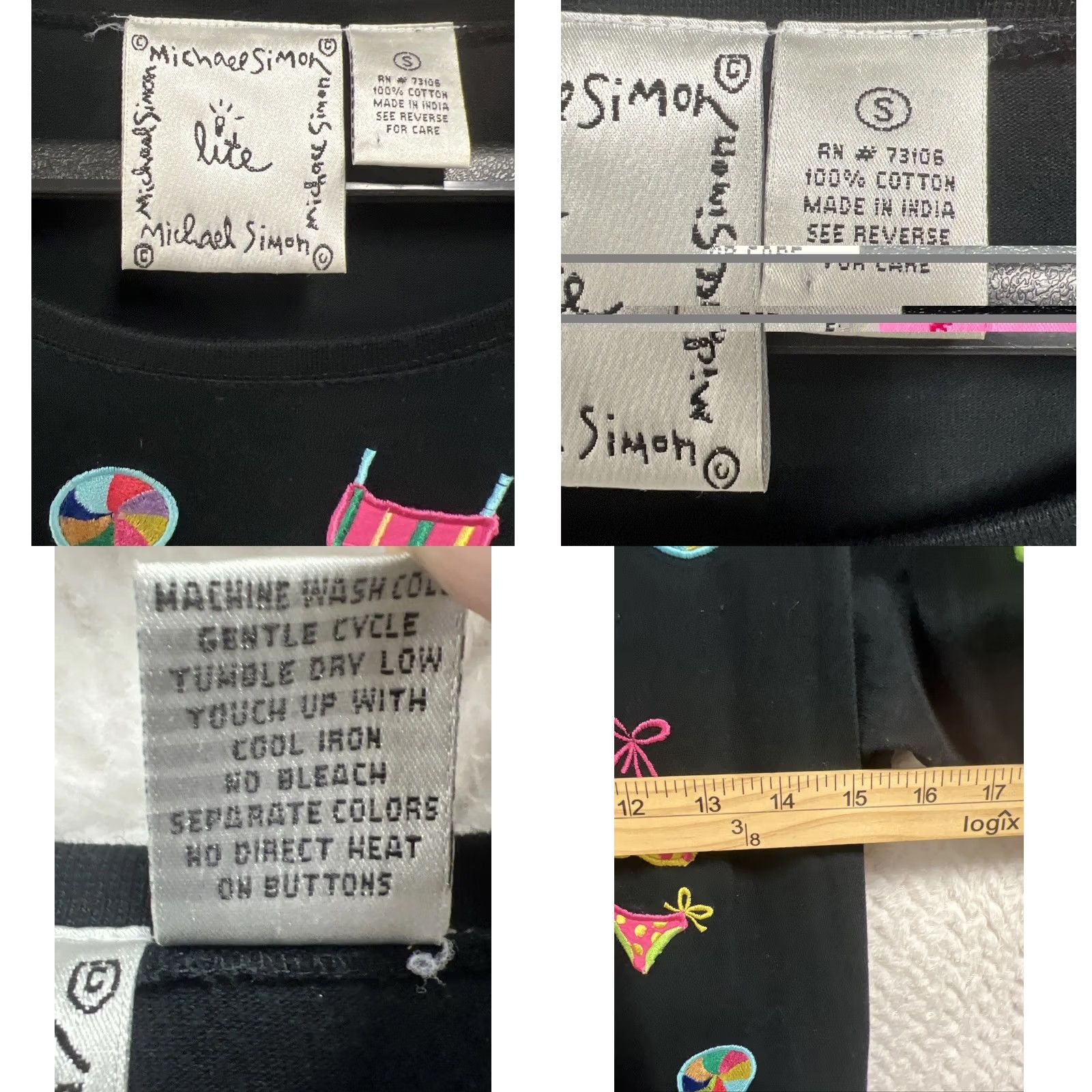 Simons Michael Simon Black Midi Dress Womens Small Beach Applique Novelty Art Cotton Dress Size S / US 4 / IT 40 - 8 Thumbnail
