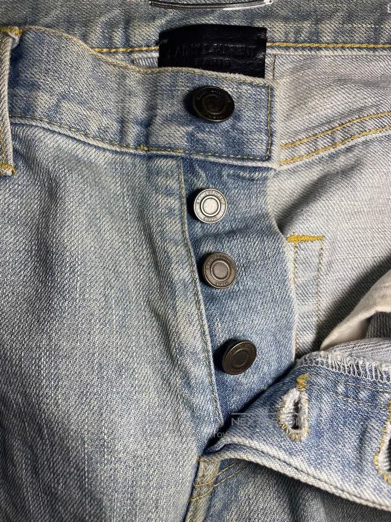Saint Laurent Paris Saint Laurent Paris Ice Blue Washed Yellow Mud Stain Distr Size US 28 / EU 44 - 6 Thumbnail
