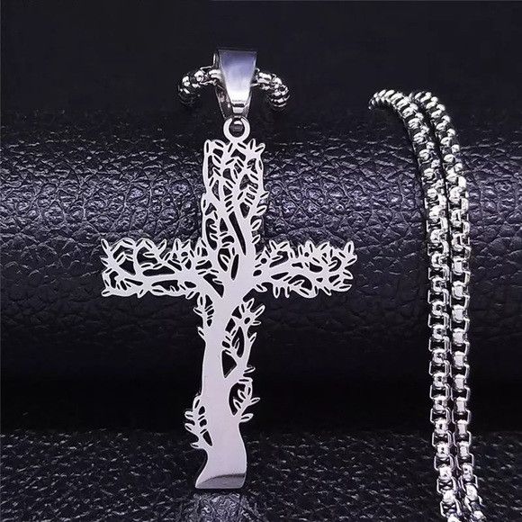 The Unbranded Brand Unisex Stainless Steel Tree Of Life Pendant Necklace Size ONE SIZE - 1 Thumbnail