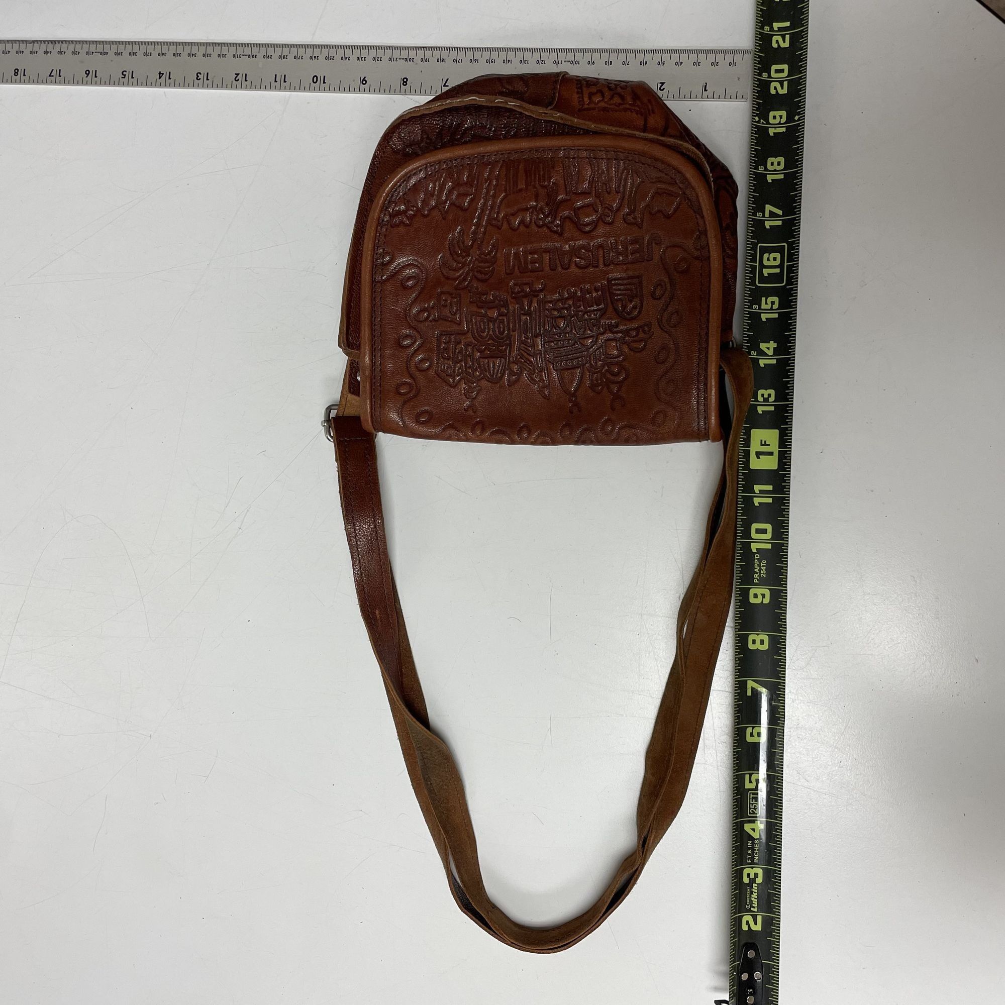 Other Vtg Israel Leather Hand Bag TOOLED City of JERUSALEM Purse Size ONE SIZE - 10 Thumbnail