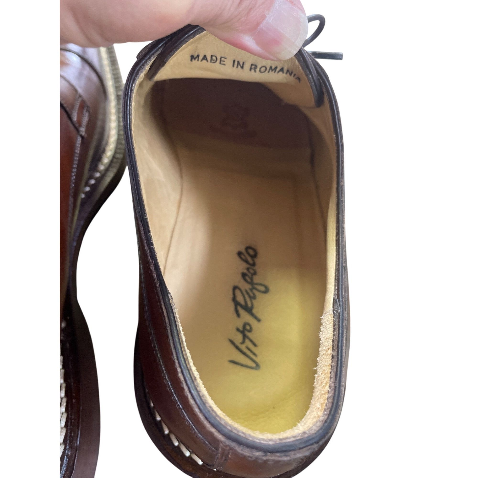 Designer Vito Rufolo Mens Brown Leather Oxford Dress Shoes Size 11D S Size US 11 / EU 44 - 10 Thumbnail