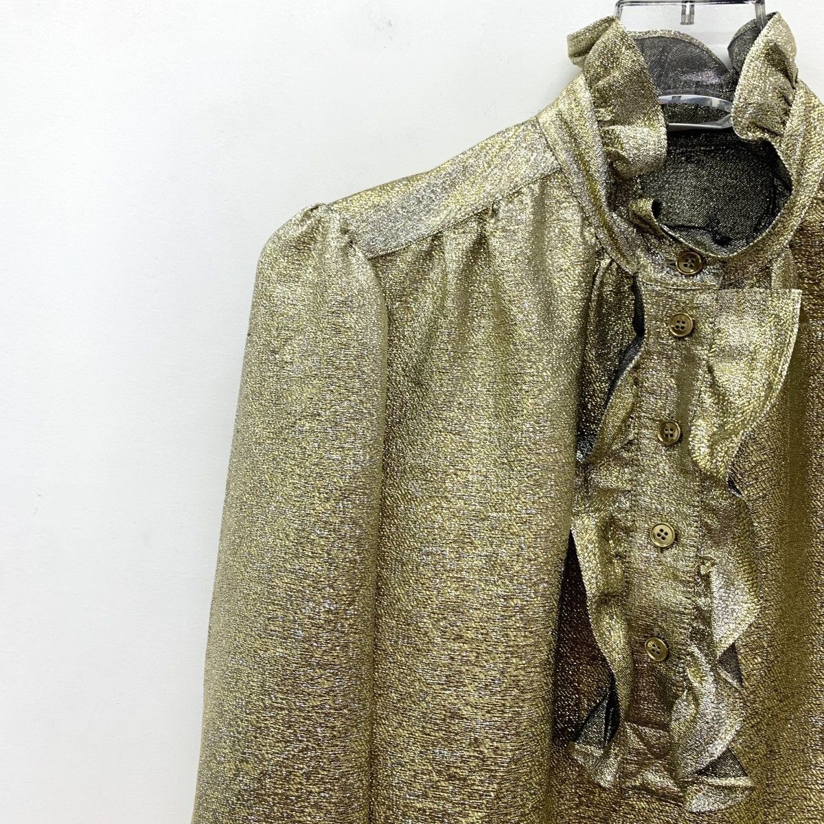 Stella McCartney Stella McCartney Golden Shimmer Trim Long Sleeve Shirt K26WX Size XXS / US 00 / IT 34 - 3 Thumbnail