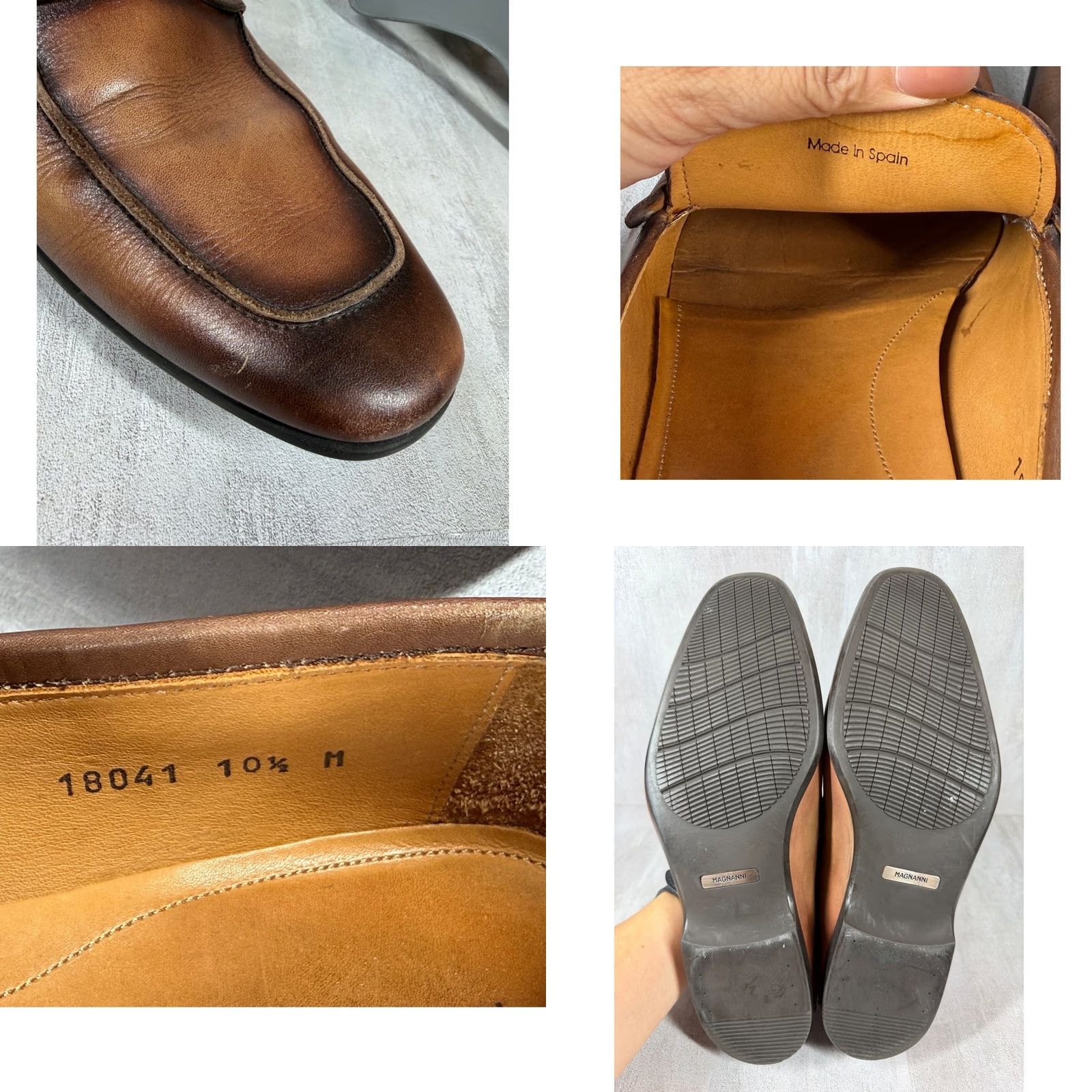 Magnanni Mens Brown Leather Penny Loafers Spain 10.5 M