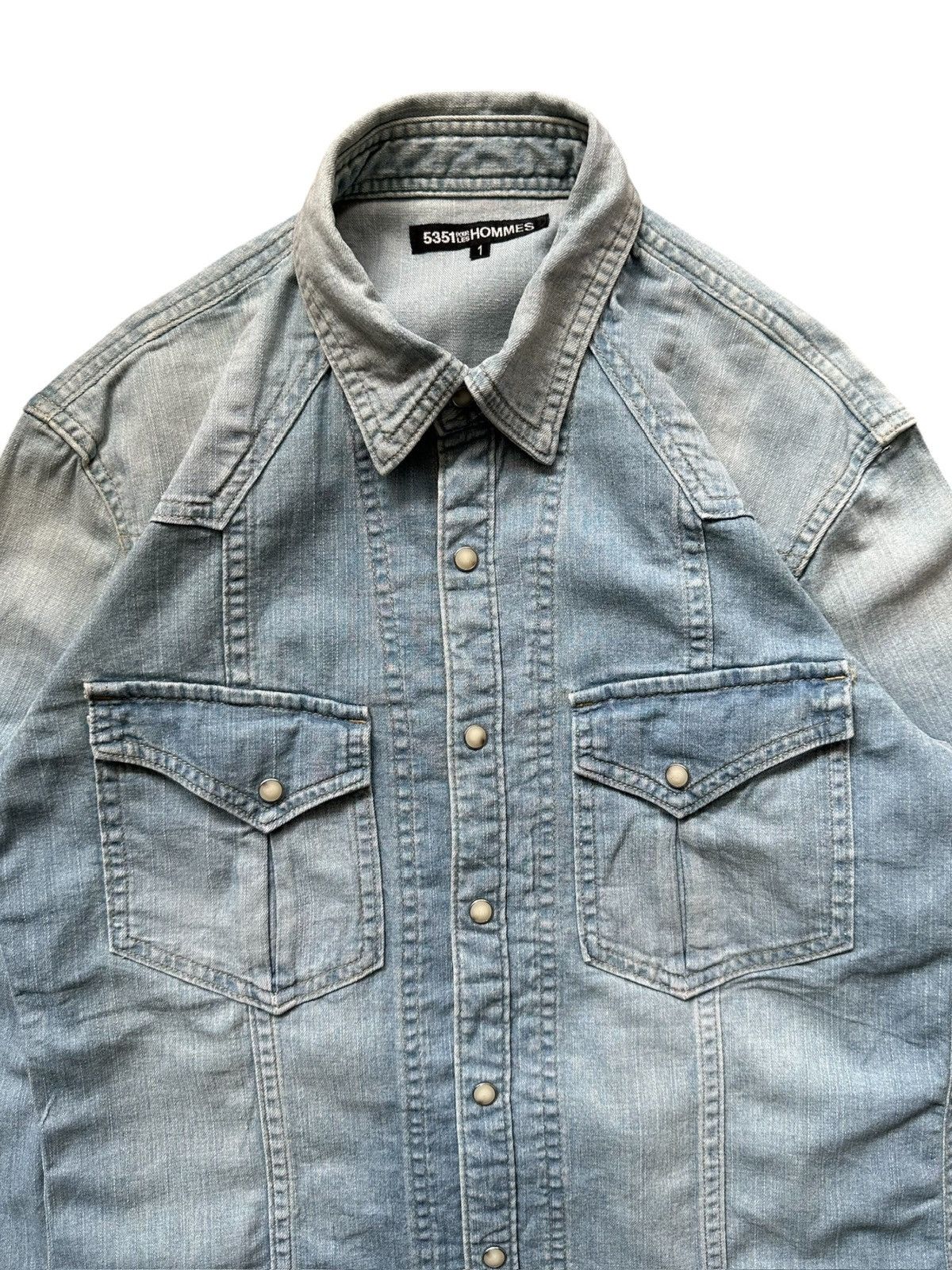 5351 POUR LES HOMMES Early 00’s 5351 stonewash denim shirt hediboy Size US M / EU 48-50 / 2 - 4 Thumbnail