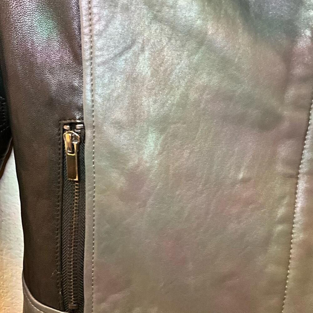 Designer Badgley Mischka Black/Grey Leather Motorcycle Jacket M Size M / US 6-8 / IT 42-44 - 8 Thumbnail
