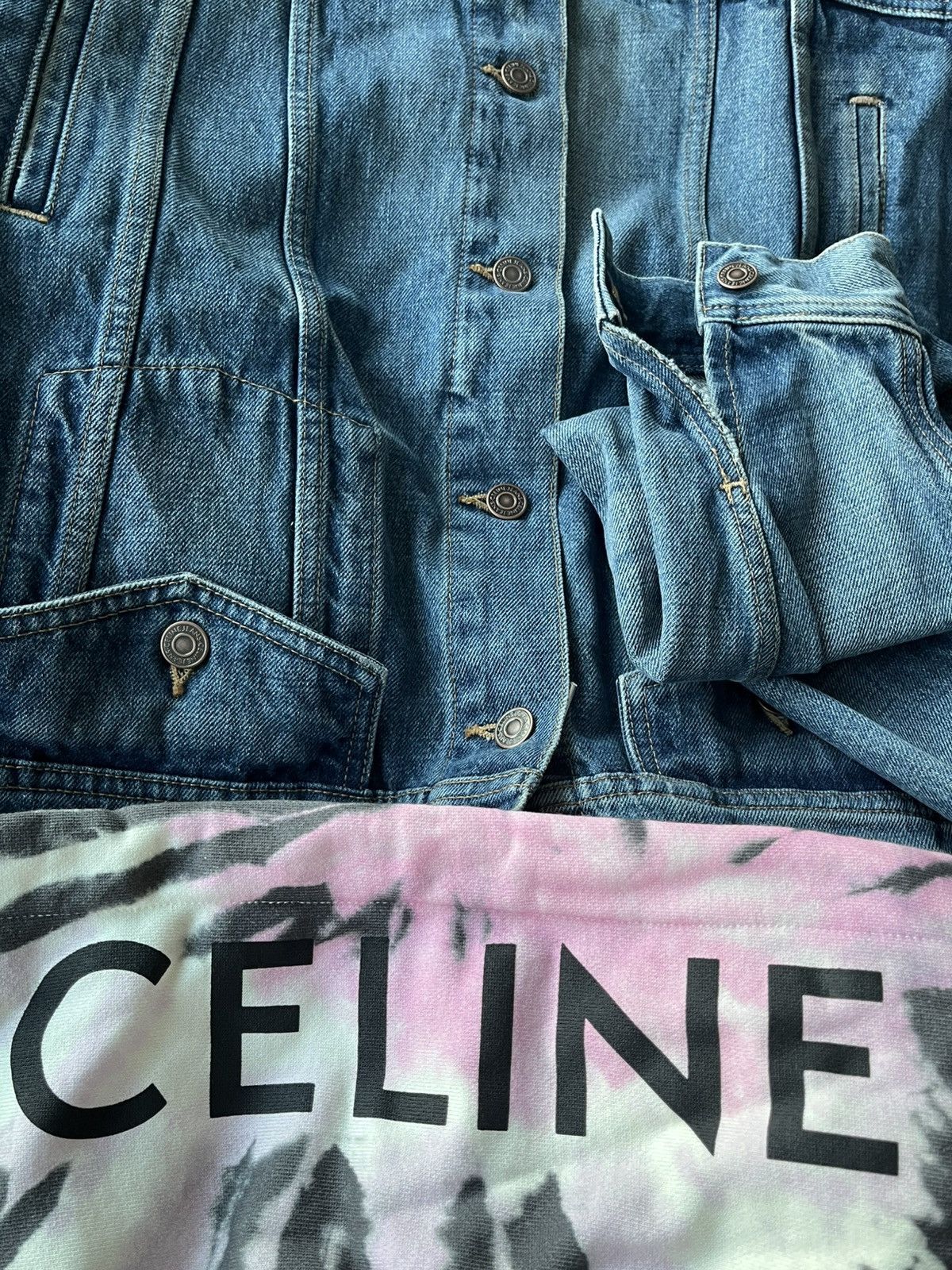 Celine × Hedi Slimane Super Runway Brand New Celine Hedi Slimane Denim Logo Jacket Size US L / EU 52-54 / 3 - 5 Thumbnail