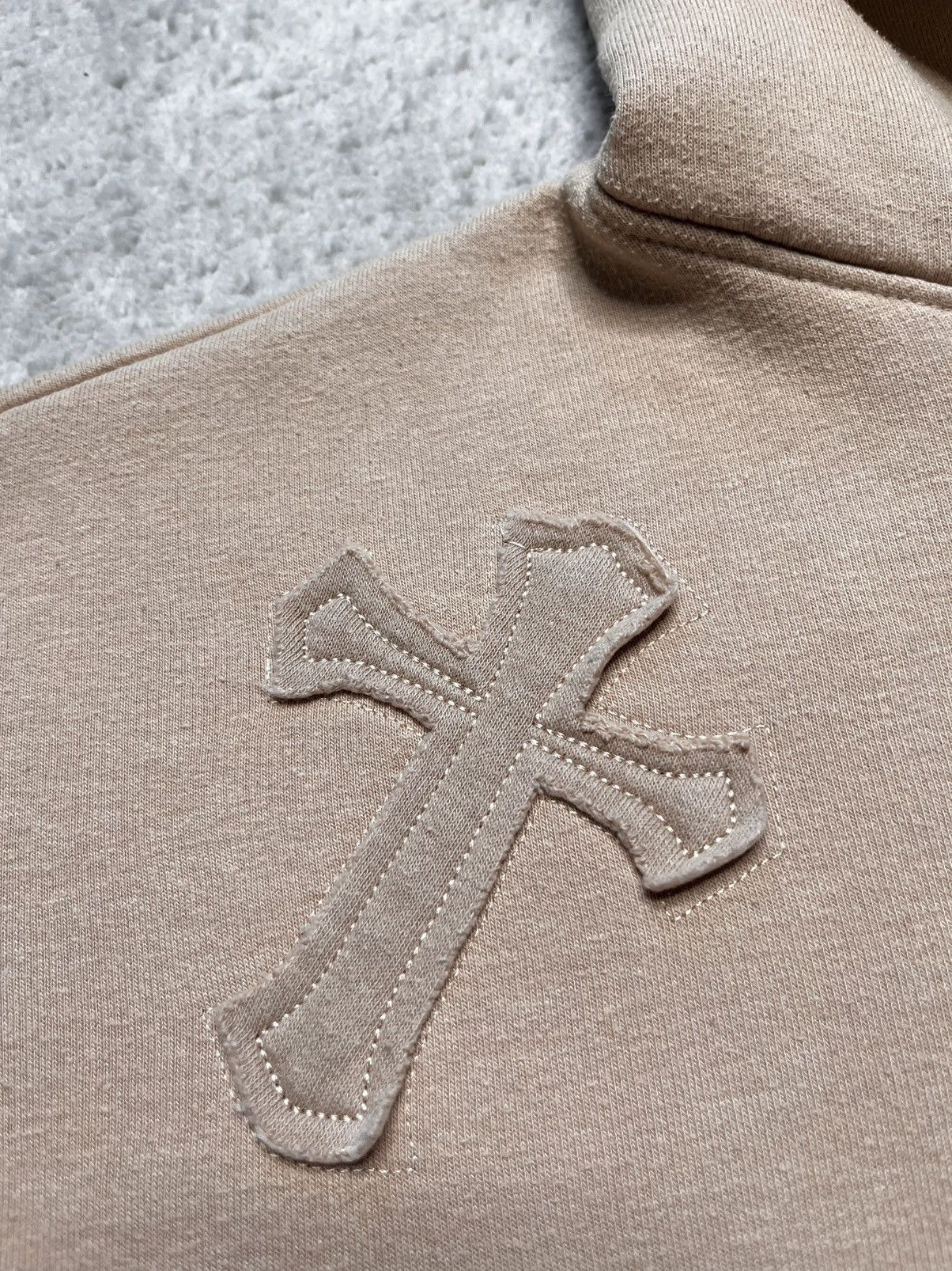 Vintage Beige Boxy Hoodie Sweatshirt Print Cross Patch Steetwear Size M / US 6-8 / IT 42-44 - 4 Thumbnail