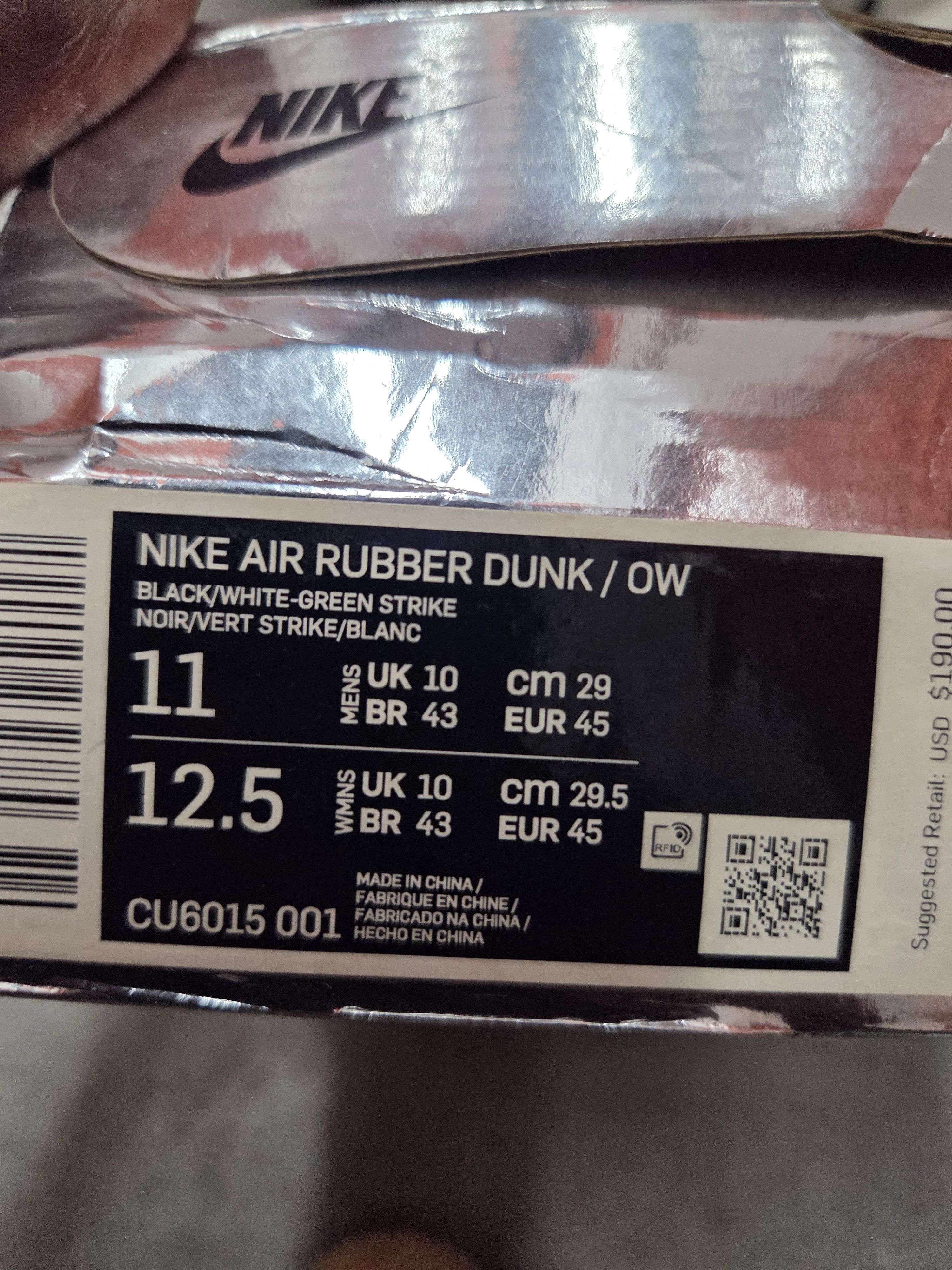 2020 Nike Air Rubber Dunk Off-White Green Strike
