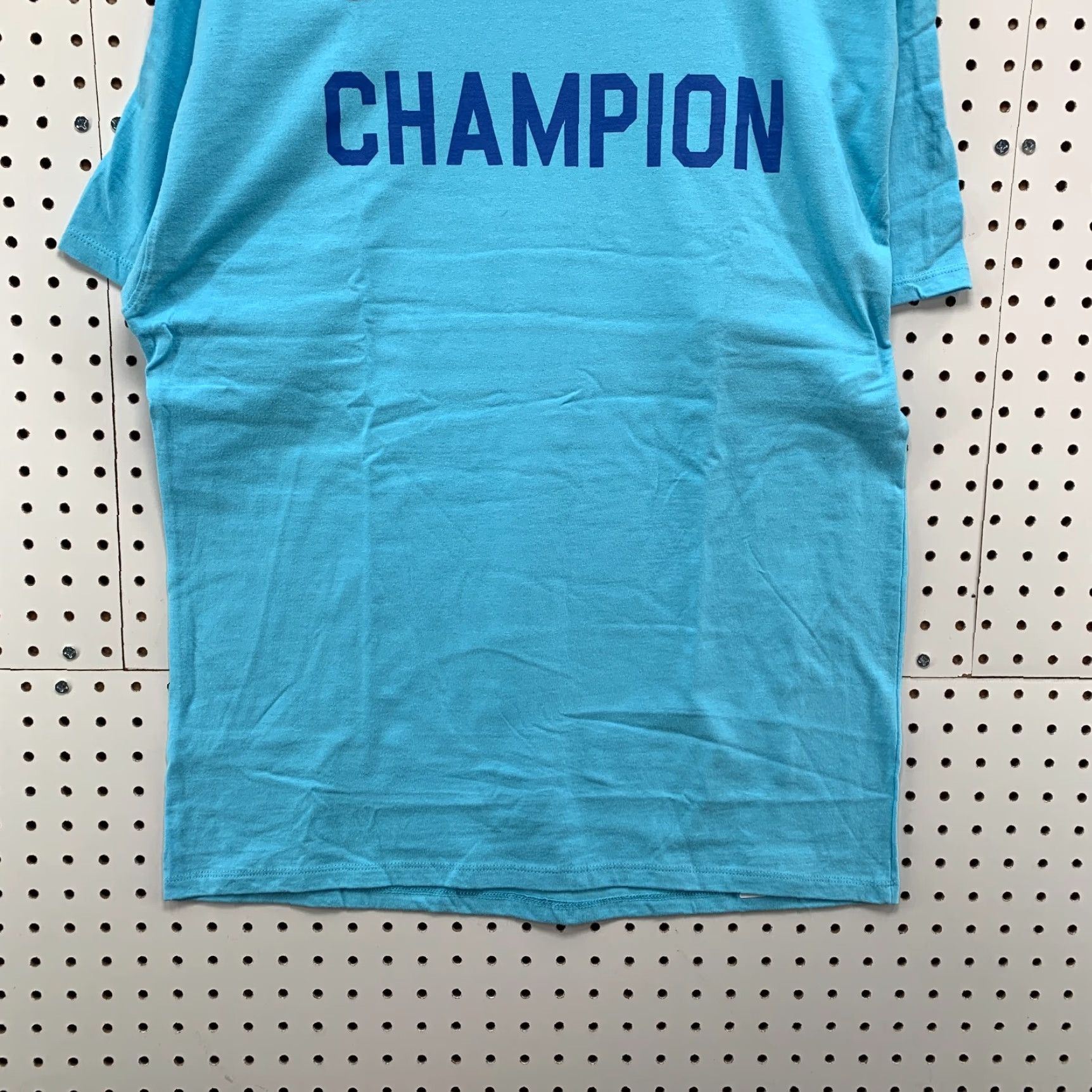 Champion VINTAGE Champion T-Shirt Adult Large Blue Tonal Spell Out Short Sleeve Mens Size US L / EU 52-54 / 3 - 6 Thumbnail