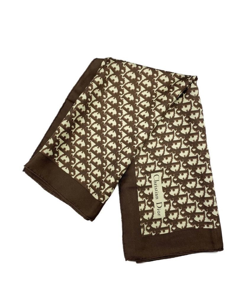 Christian Dior Monsieur Vintage Christian Dior Monogram Silk Brown Scarf Size ONE SIZE - 1 Thumbnail