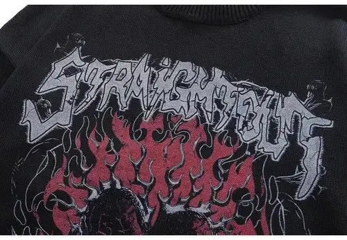 Aran Isles Knitwear × Japanese Brand Oversized Knit Flame Thorn Heart Goth Sweaters Size US M / EU 48-50 / 2 - 2 Thumbnail