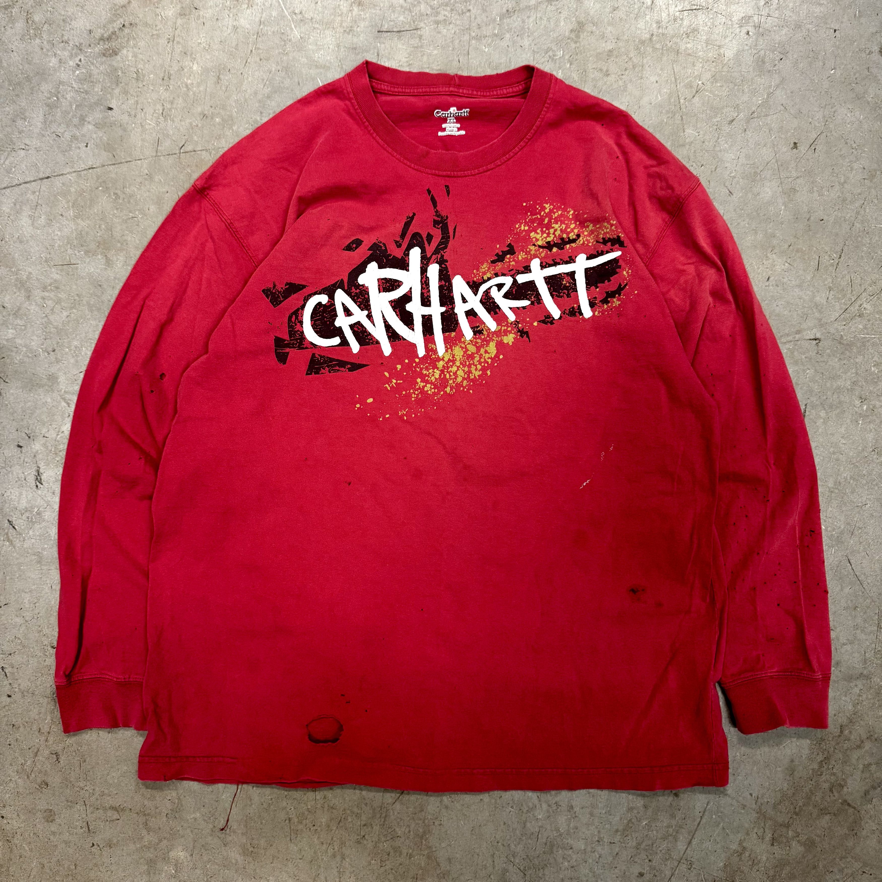 Carhartt × Vintage VTG Y2K Faded Carhartt Graffiti Long Sleeve T Shirt Size US XL / EU 56 / 4 - 1 Thumbnail