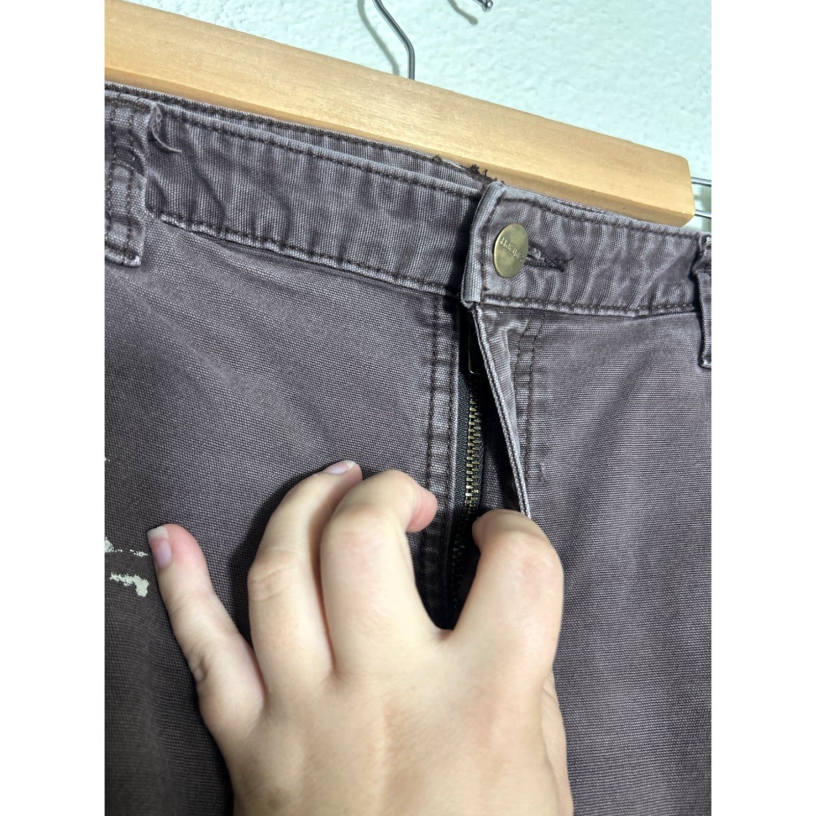 Carhartt Carhartt Original Fit Carpenter Utility Pants Womens 14 Brown 34x32 Paint Stains Size 36" / US 14 / IT 50 - 6 Thumbnail
