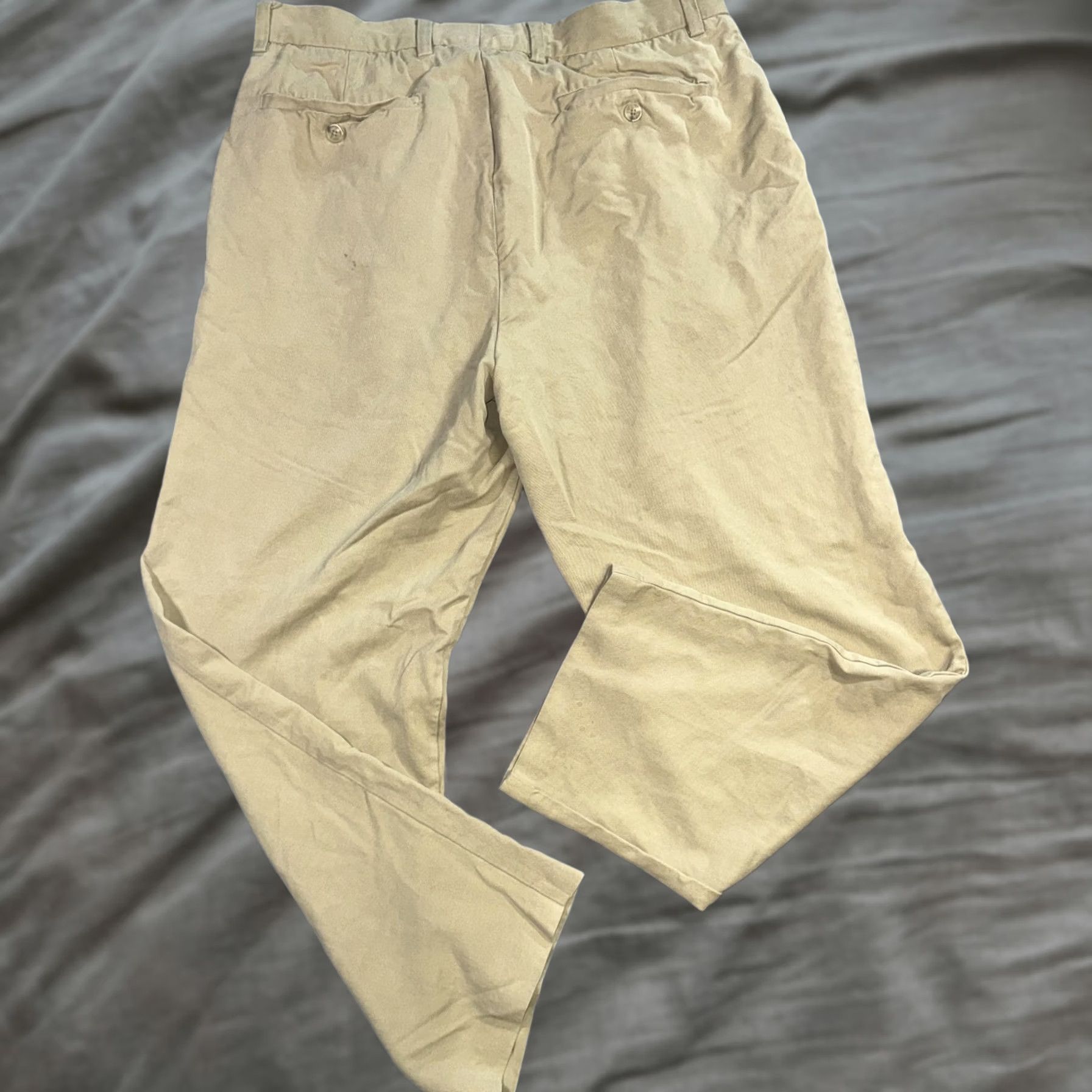 Tommy Bahama Tommy Bahama Pants Mens 35x30 Beige Silk Pleated Chino Relaxed Casual Travel Size US 35 - 1 Thumbnail