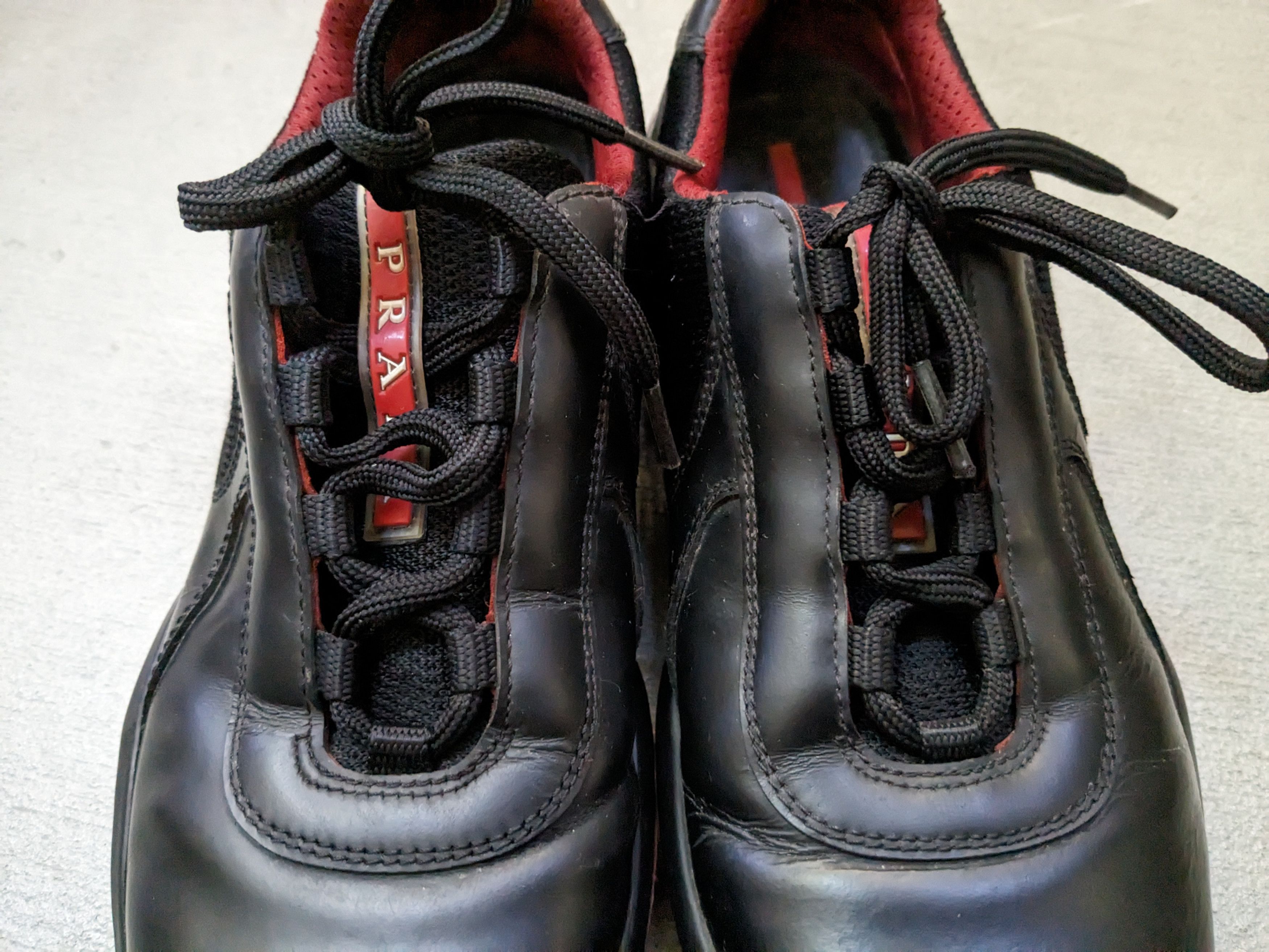 Prada Prada America's Cup Size 7 Black Red Leather 4E2905 Size US 7 / EU 40 - 6 Thumbnail