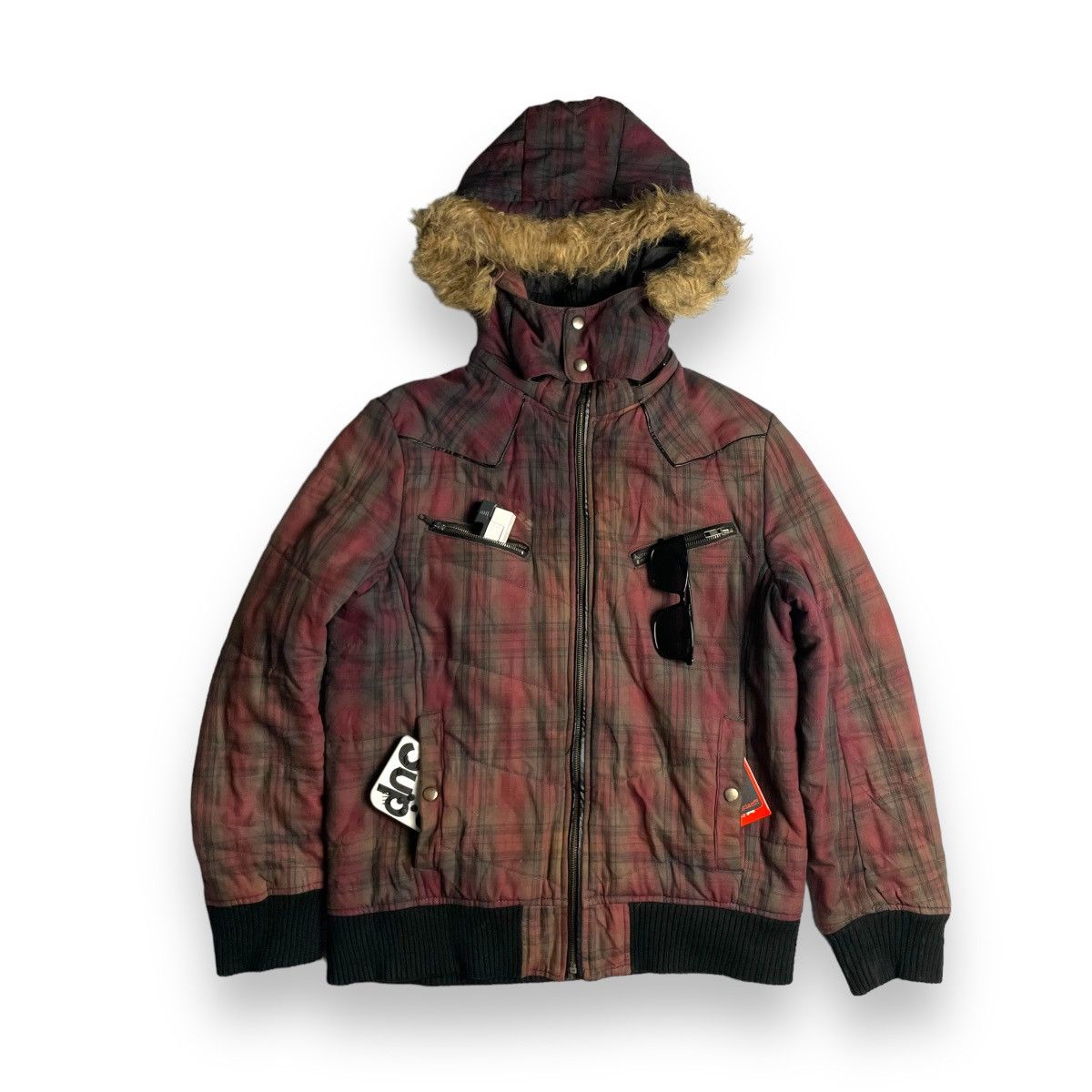 If Six Was Nine × Japanese Brand × Le Grande Bleu (L.G.B.) 🇯🇵 SUN FADED RUSH HOUR TARTAN FUR HOODIE FULL ZIP JACKET Size US L / EU 52-54 / 3 - 1 Thumbnail