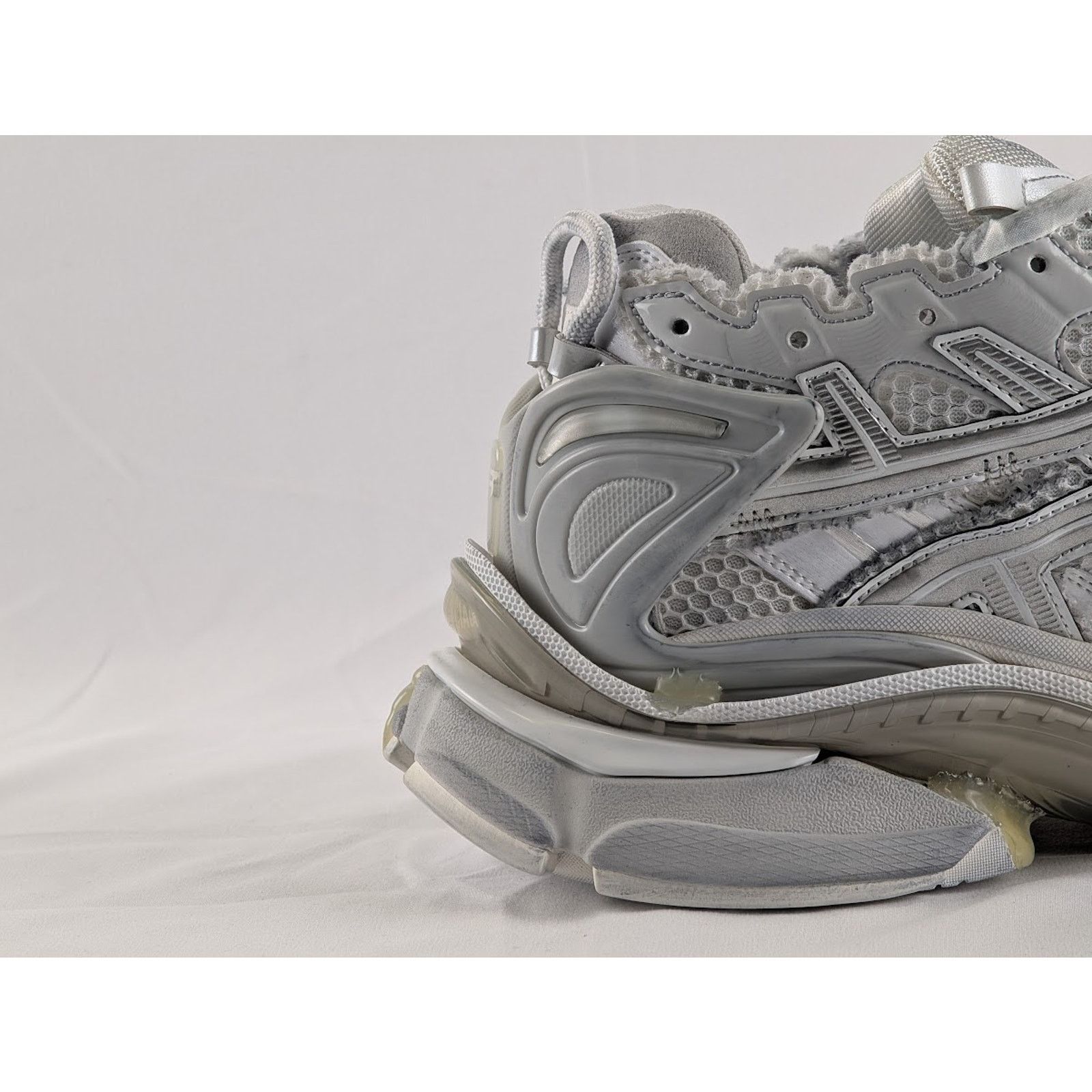 Balenciaga o1rshd1 Upper Mesh Rubber Metallic Runner in Silver/Grey Size US 12 / EU 45 - 4 Thumbnail