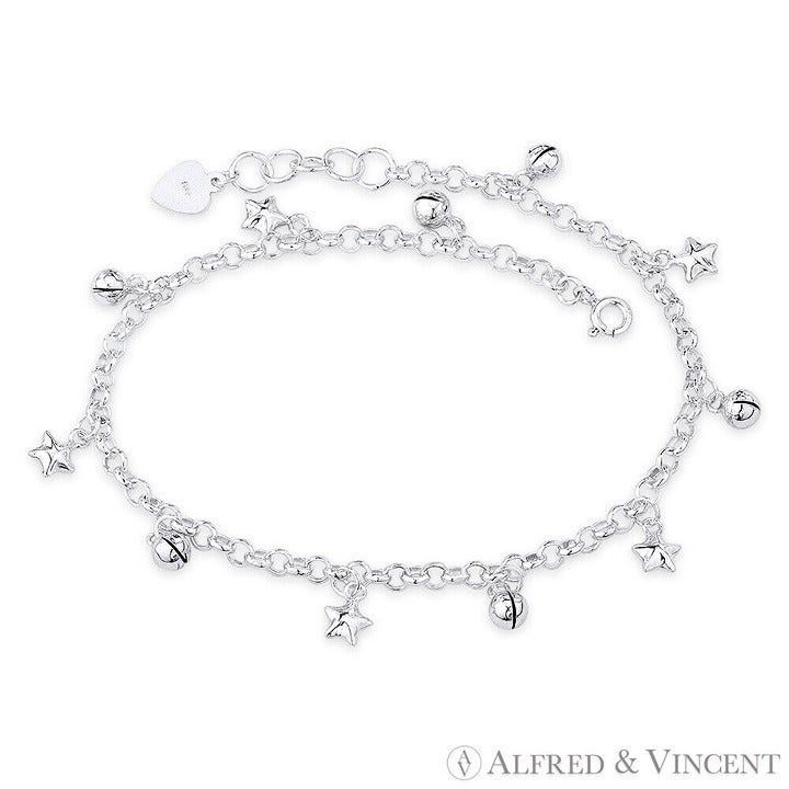 Other 7x6mm Star, 5mm Ringing Balls & 4mm Rolo Chain Charm Anklet Size ONE SIZE - 1 Preview
