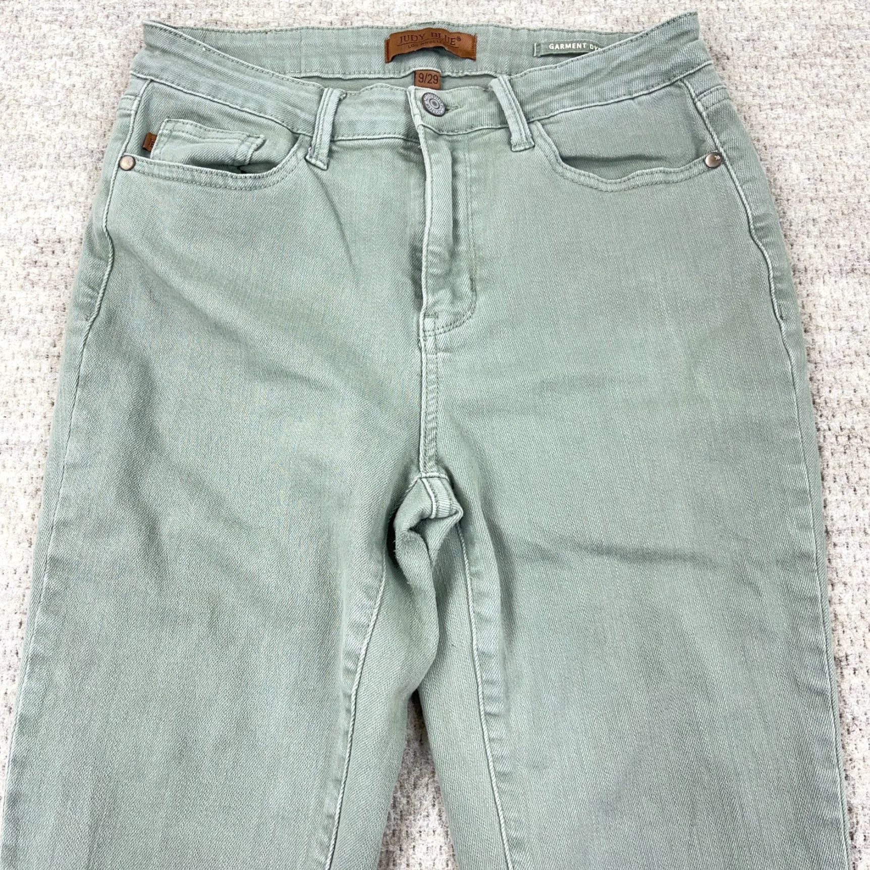 Denime Judy Blue Jeans Women 29 Green Carpi Stretch Denim Pants Garment Dyed Size 29" - 4 Thumbnail