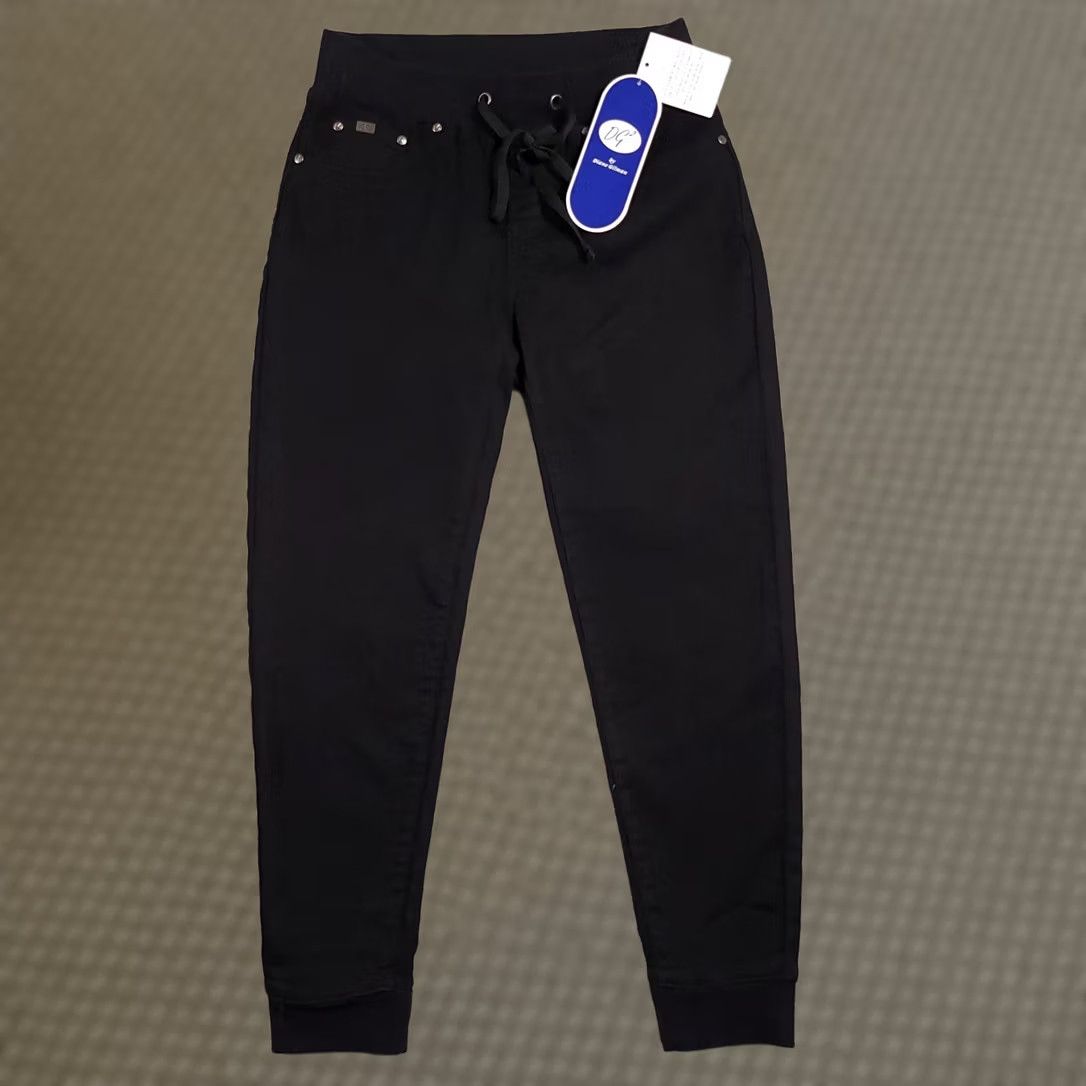 Vintage DG2 by Diane Gilman Stretch Pull On Ankle Jeggings Black PXS Petite Women Size Jegging Tapered Slim Comfort Drawstring Size 26" / US 2 / IT 38 - 1 Thumbnail