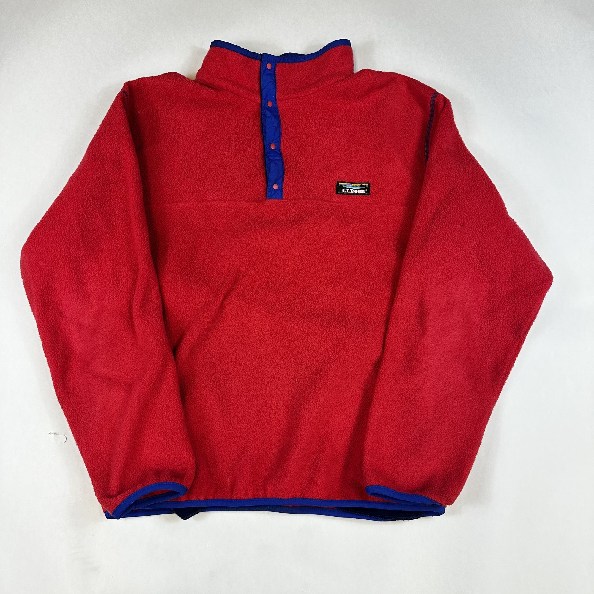 L.L. Bean Vintage L.L. Bean Mens Red Fleece Pullover With Blue Trim La Size US L / EU 52-54 / 3 - 1 Thumbnail