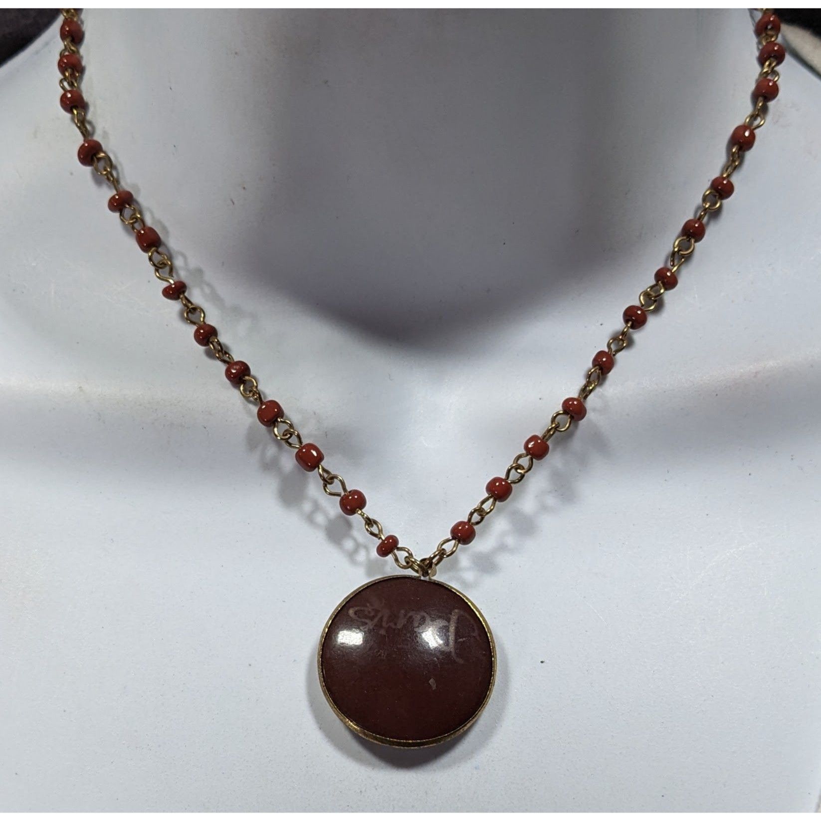 Other Vintage Paris Brown And Gold Tone Beaded Pendant Necklace Size ONE SIZE - 3 Thumbnail