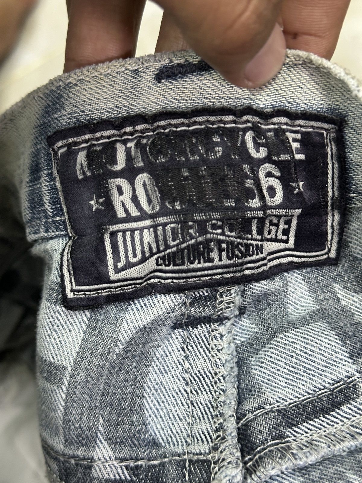 Japanese Brand Vintage Denim Distress Pocket twist leg motorcyle round66. Size US 30 / EU 46 - 12 Thumbnail