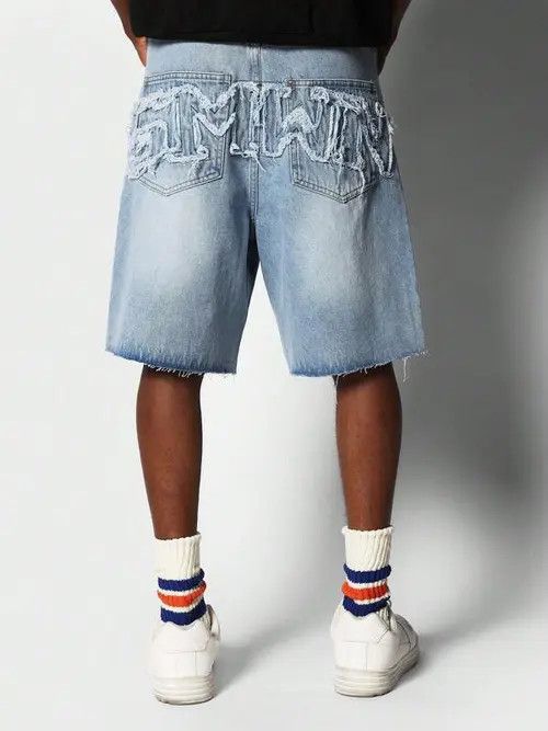 Jean Jeans Denim Shorts Jorts Graphic Drip Size US 32 / EU 48 - 1 Thumbnail