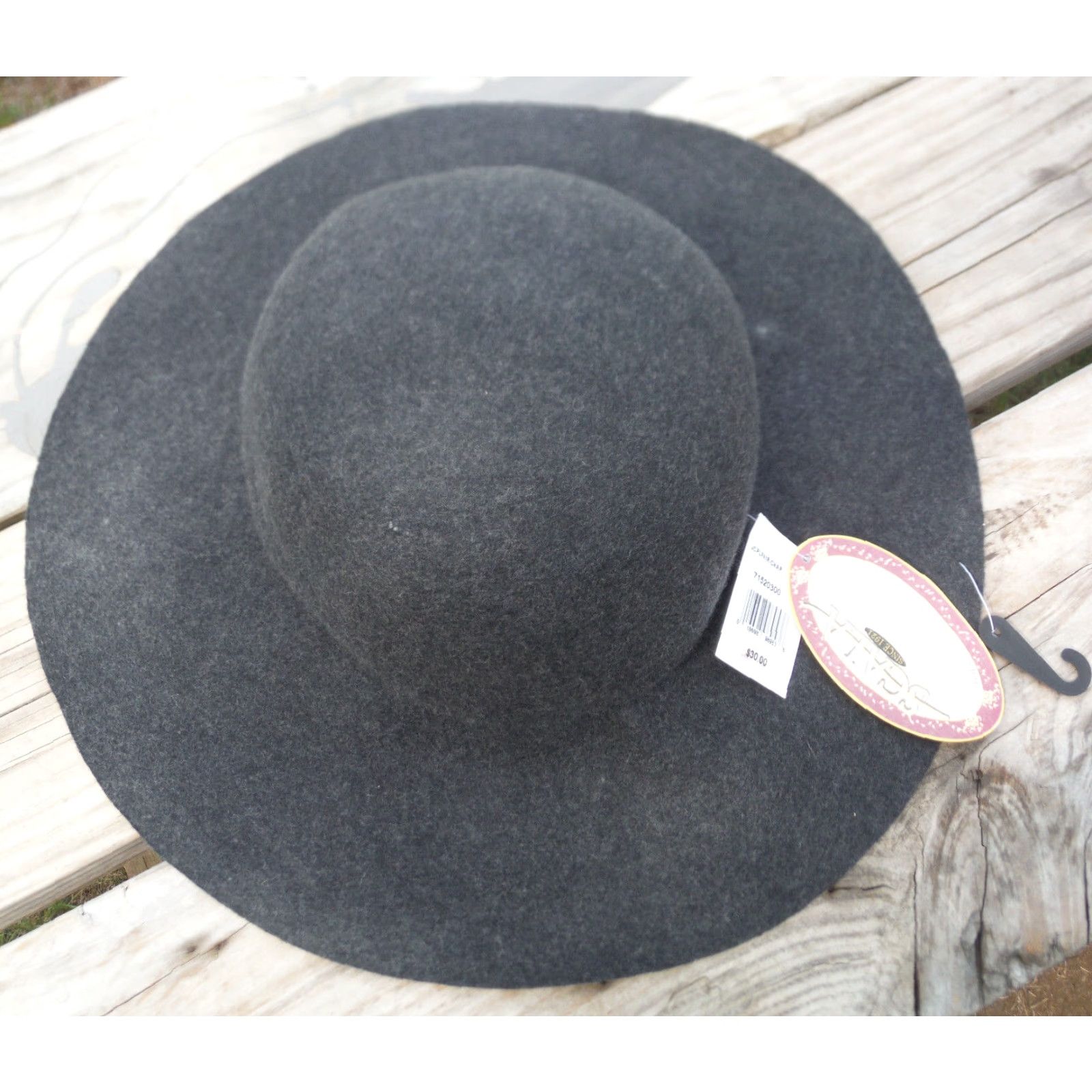 Vintage VINTAGE Scala Collezione Women's Wide Brim Wool Felt Floppy Hat One Size Gray Womens Fashion Accessories Size ONE SIZE - 2 Thumbnail