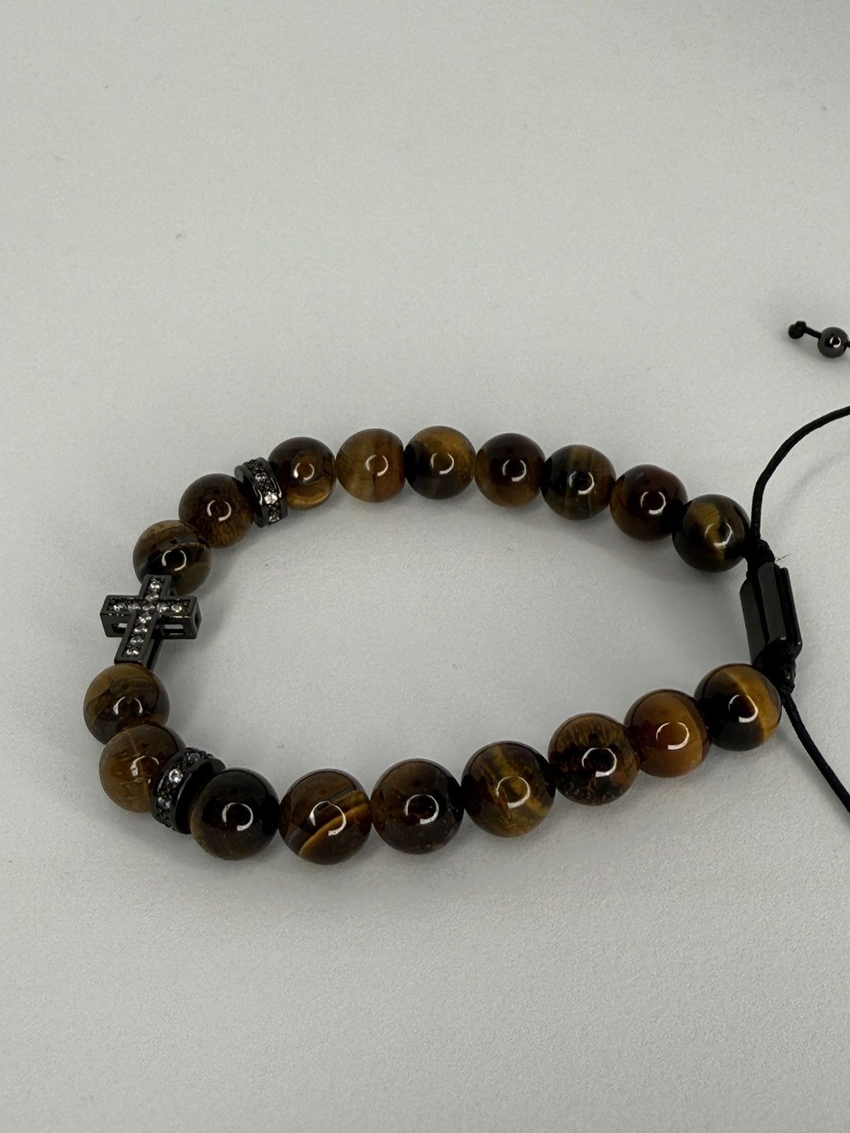 Other Tiger Eye Bead Bracelet with Cross Size ONE SIZE - 4 Thumbnail