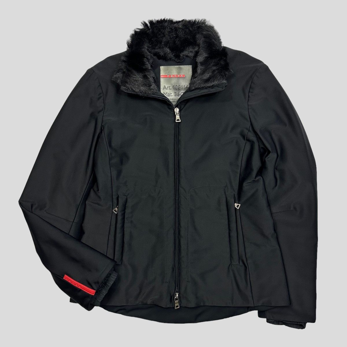 image of Prada Sport Aw00 Goat Fur Collared Ski Jacket - It42 in Black, Men's (Size XS)