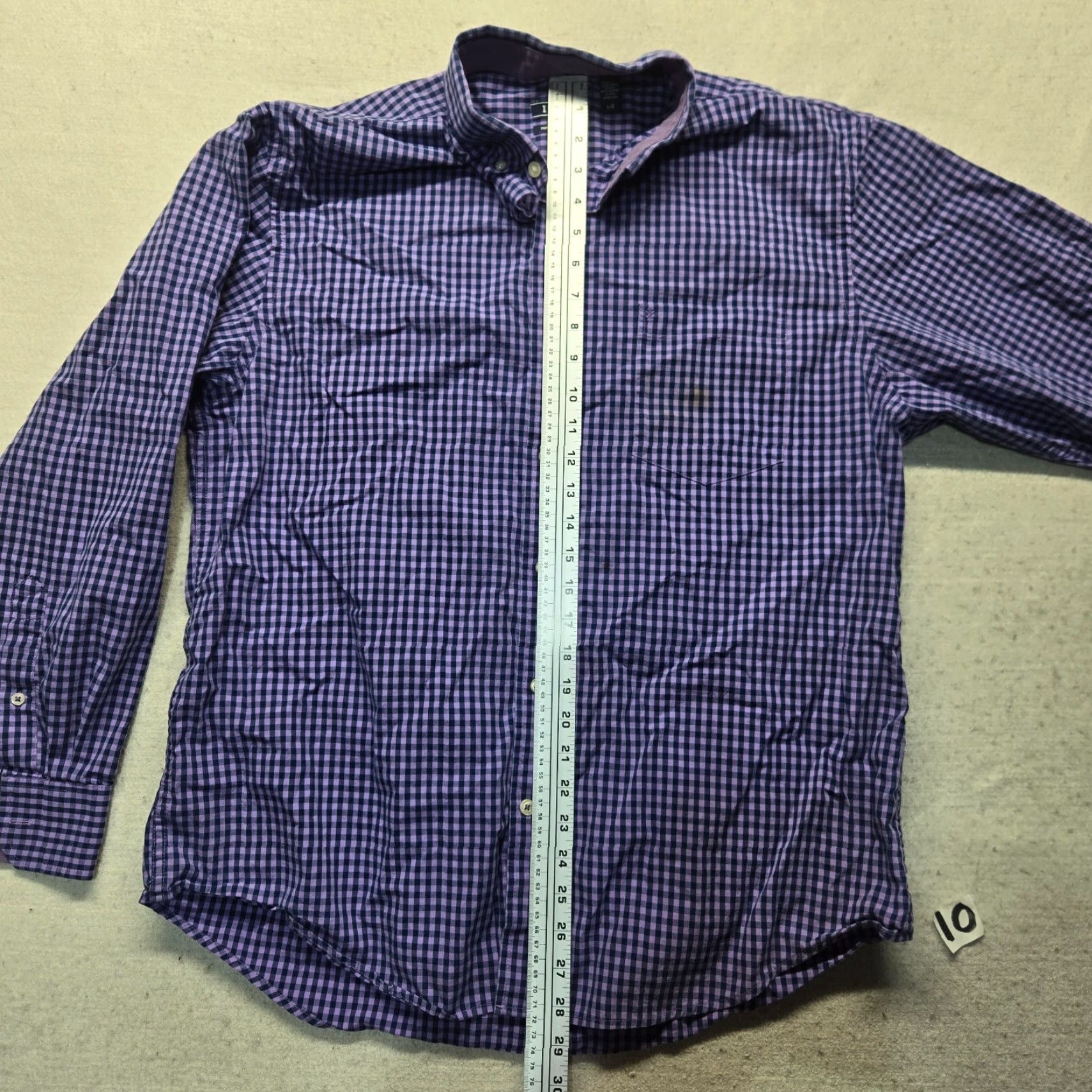 Izod IZOD Button-Up Shirt Purple Checkered Long Sleeve Adult Men Size L Large Purple Slim Fit Cotton Button-Down Short Sleeve? Size US L / EU 52-54 / 3 - 6 Thumbnail