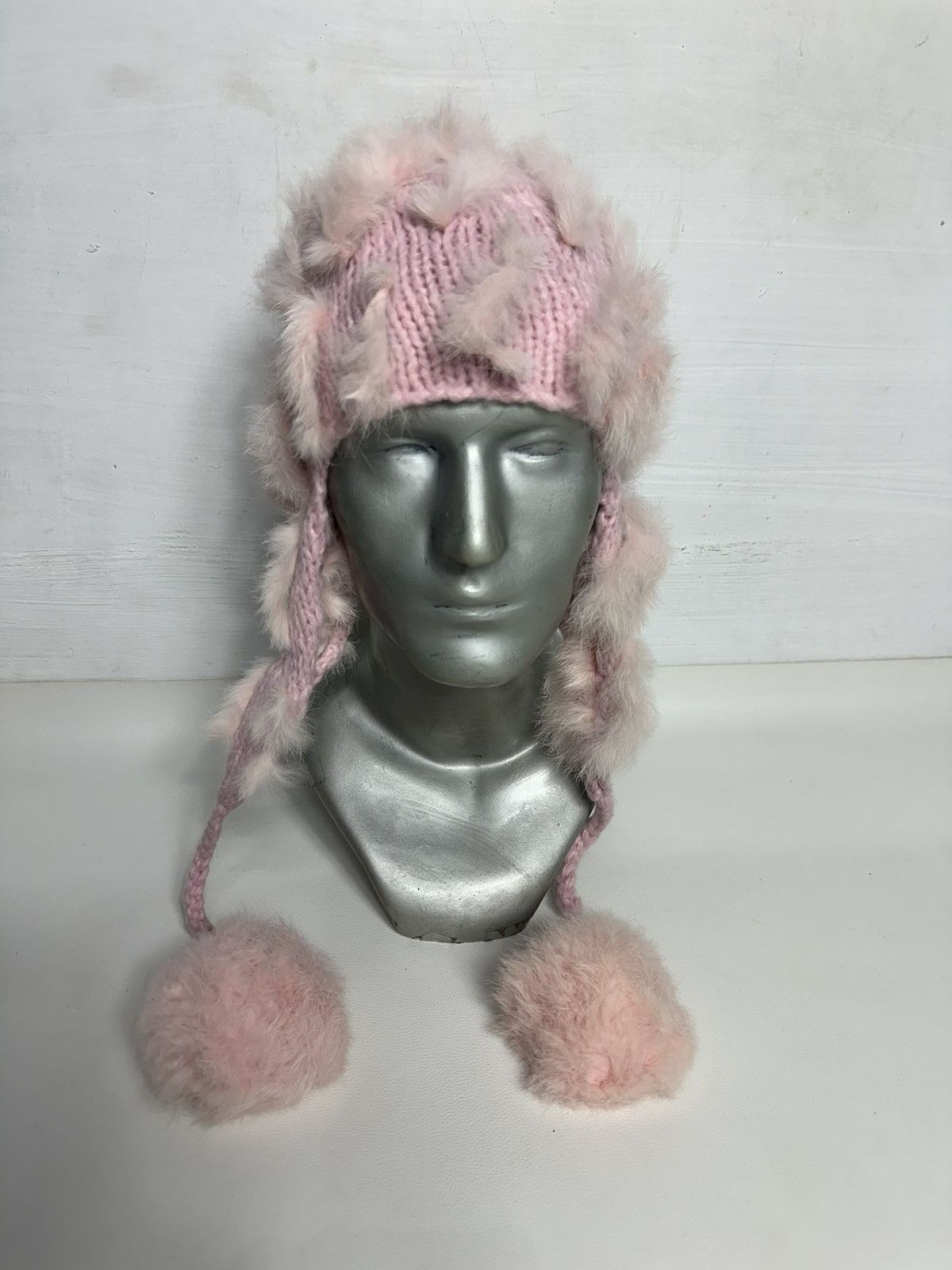 Japanese Brand Pink Trapper Hats Mix Fur Design Size ONE SIZE - 1 Thumbnail