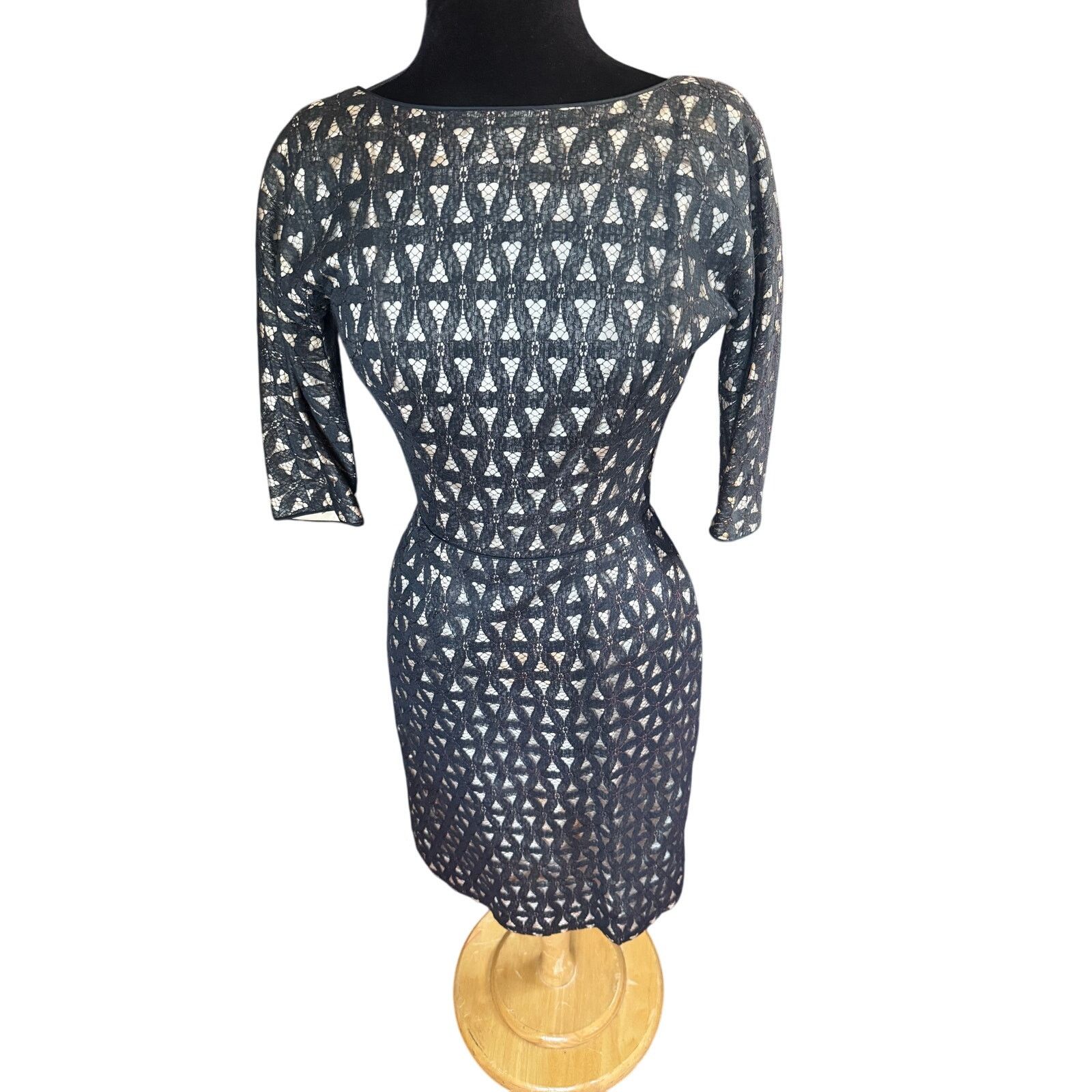 Vintage Vintage 50’s Black Lace Overlay Nude Dress XS S Pinup Bow Size XS / US 0-2 / IT 36-38 - 1 Thumbnail