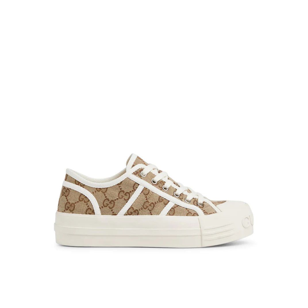 GUCCI Chunky $980 Women's Beige/Brown GG Canvas Sneakers New
