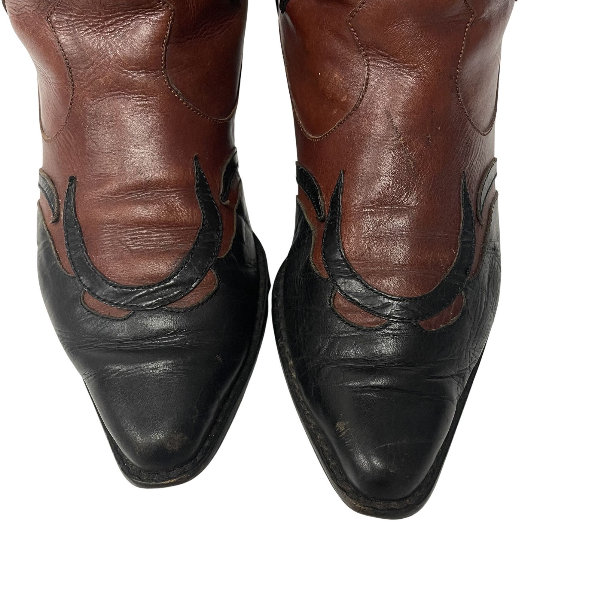 Other Vtg Van Eli Leather Cowboy Western Black Wingtip RODEO Boots Size US 6 / IT 36 - 4 Thumbnail