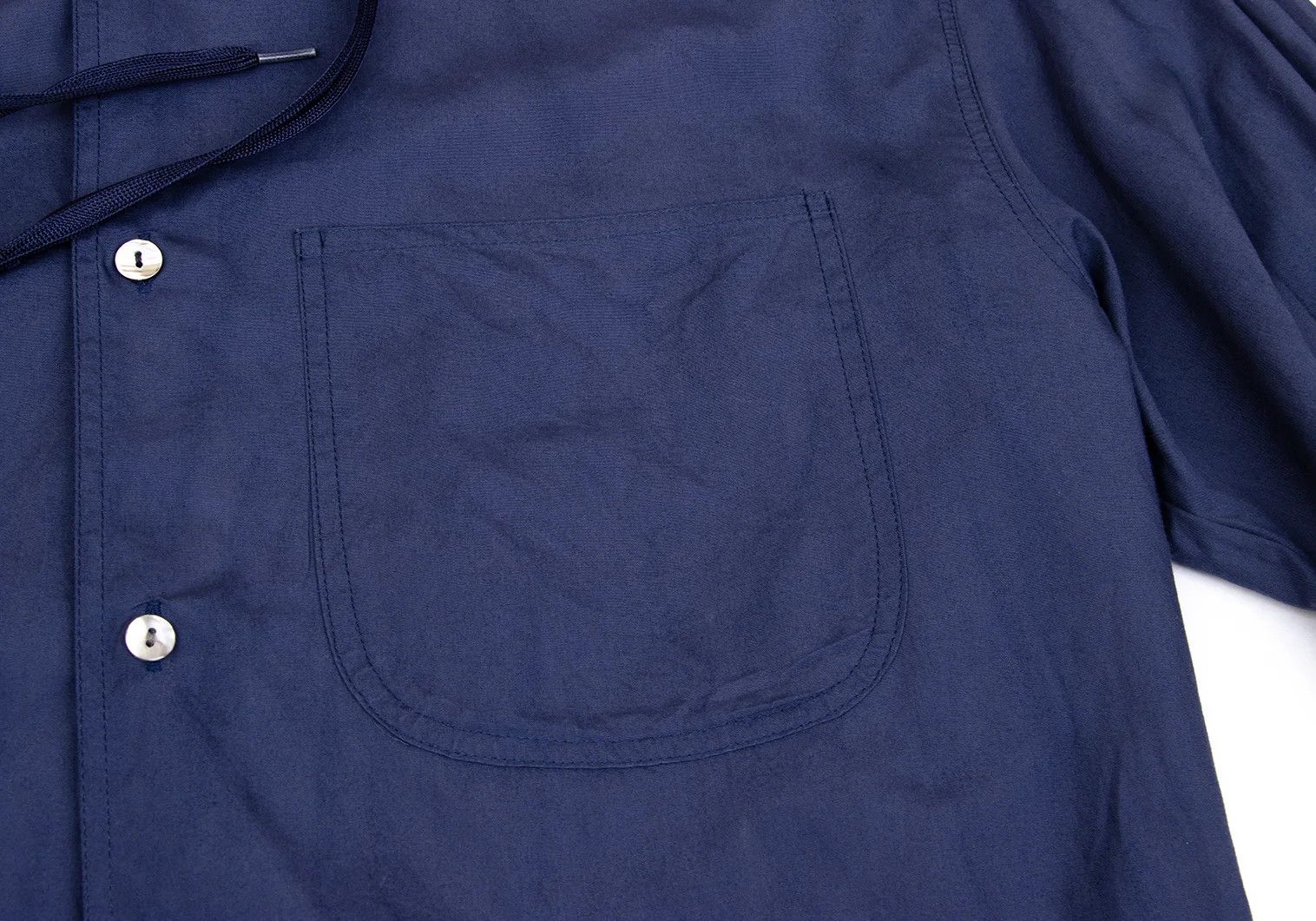 Jean Paul Gaultier Cotton Drawstring Collar Shirt in Navy, Size 46 Size US S / EU 44-46 / 1 - 6 Thumbnail