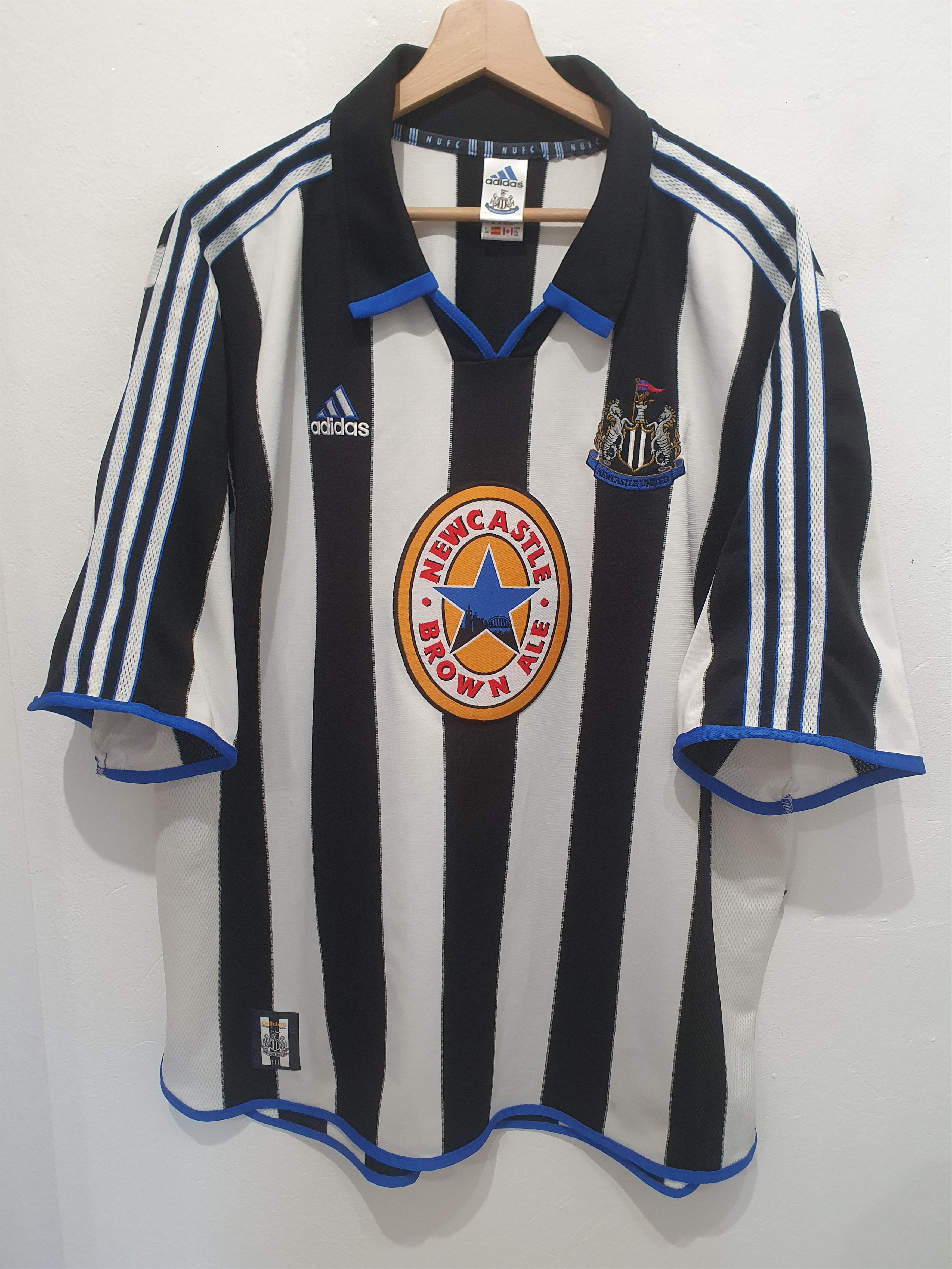 image of Newcastle United 1999 2000 Size 2Xl Adidas Jersey Shirt in White, Men's