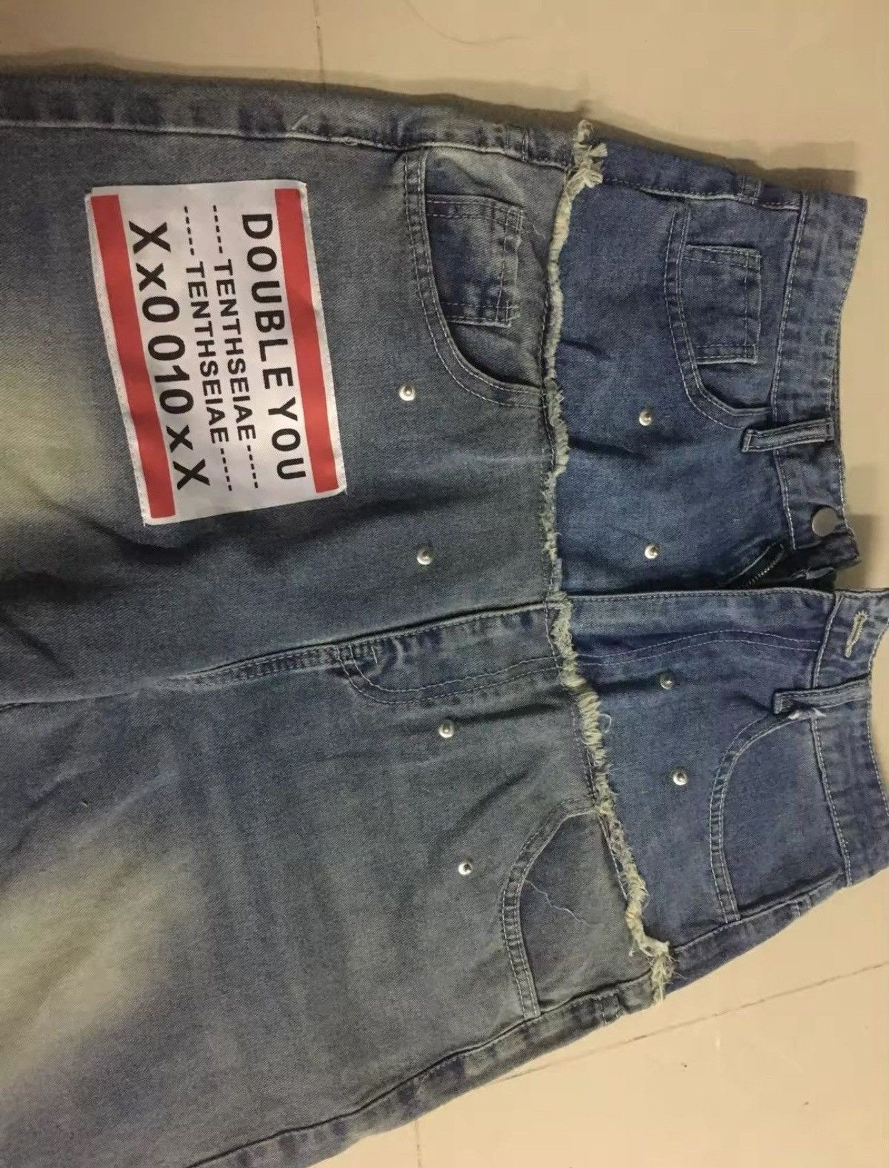 Jean Retro Double Stitching Washed Baggy Jeans Size US 33 - 6 Thumbnail