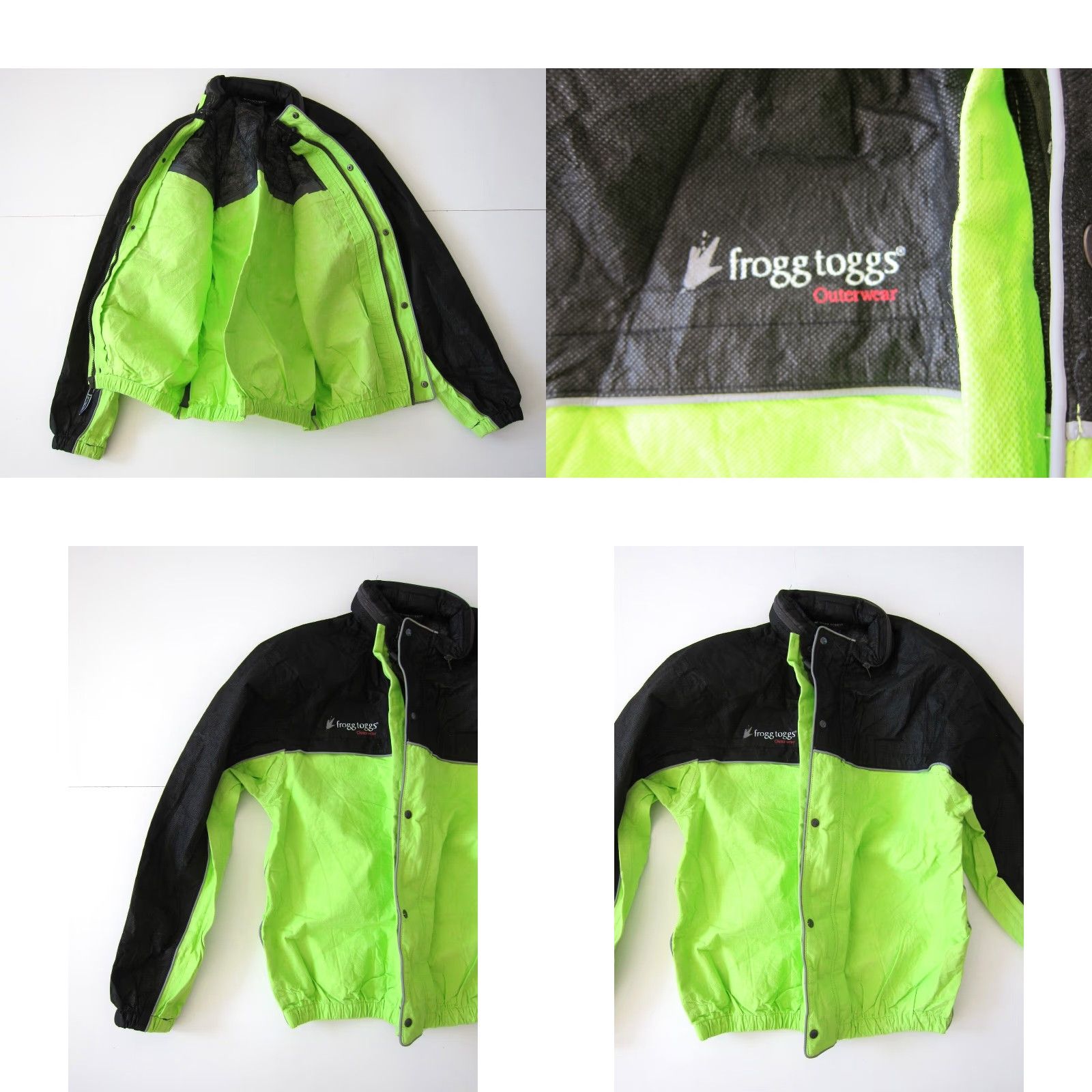 Vintage Frogg Toggs Hi Visibility Green Black Hooded Reflective Motorcycle Rain Jacket S Mens Jacket Size US S / EU 44-46 / 1 - 8 Thumbnail