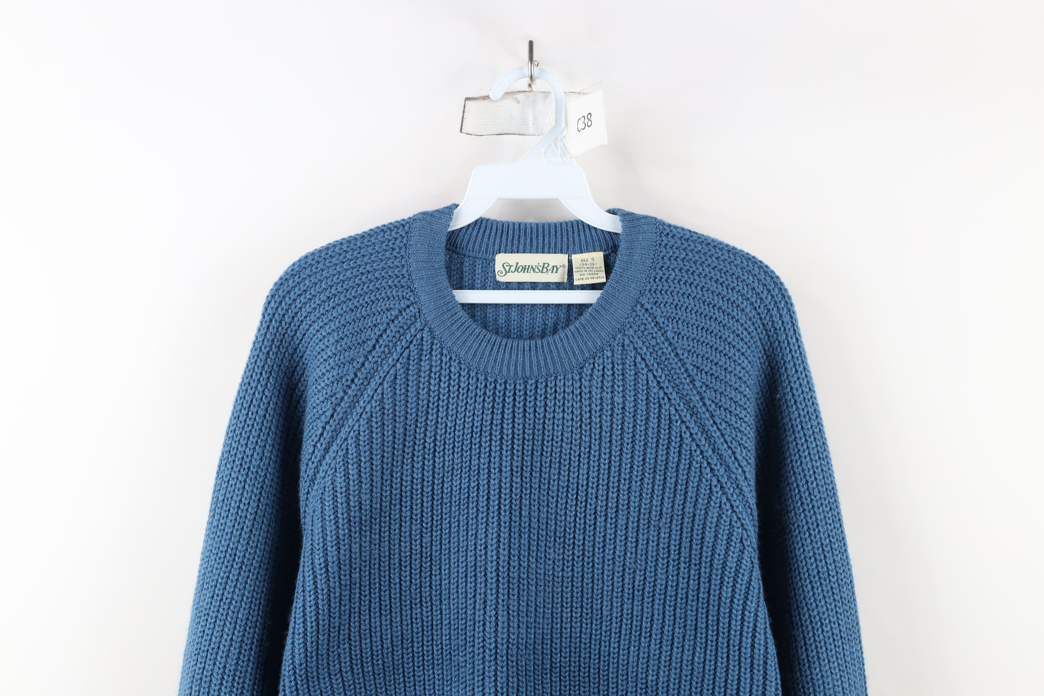 Vintage Vintage 90s Streetwear Ribbed Knit Crewneck Sweater Blue Size US S / EU 44-46 / 1 - 2 Thumbnail