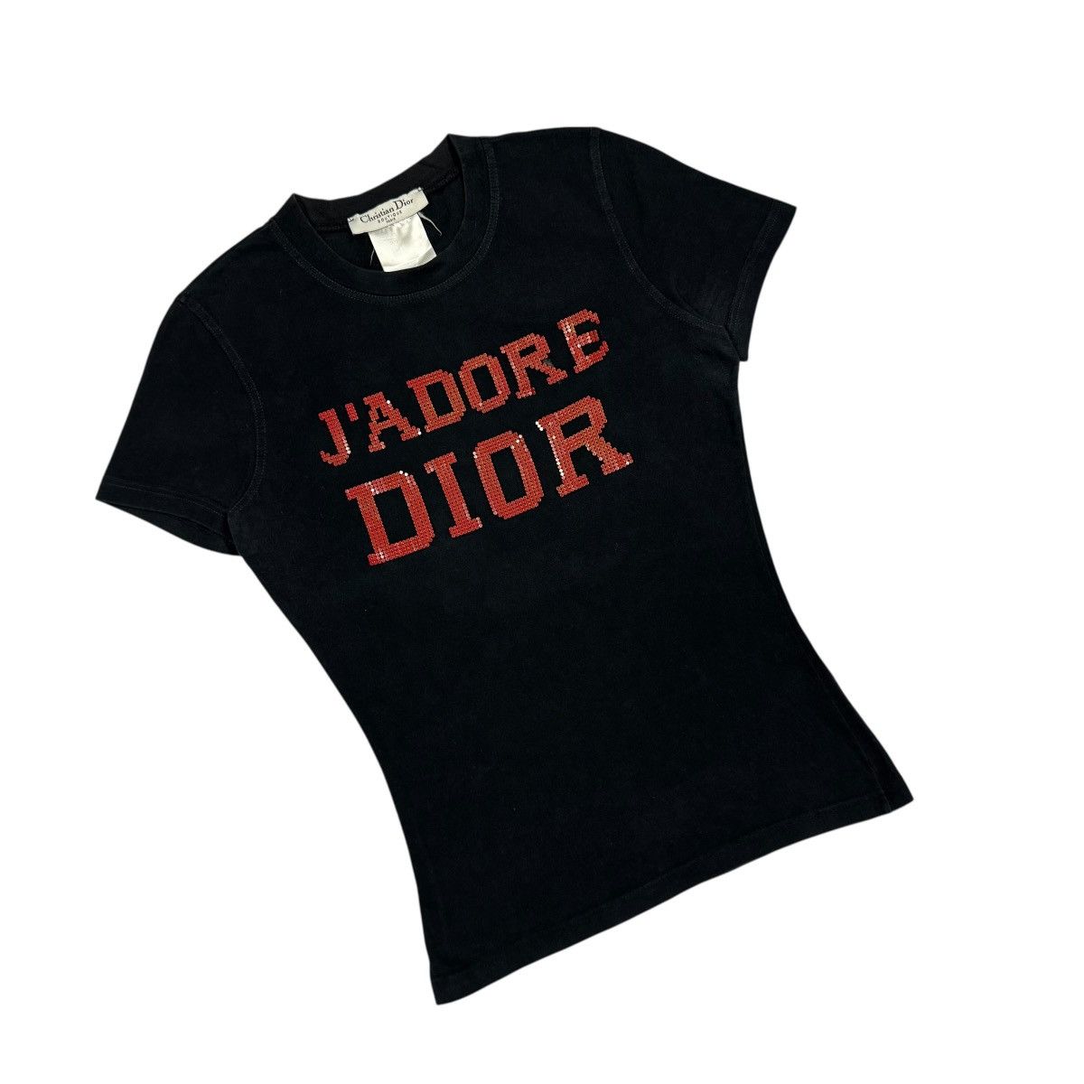 Dior Vtg🔥2003 Christian Dior J’ADORE Big Logo Red Black Studs Tee Size XS / US 0-2 / IT 36-38 - 5 Thumbnail