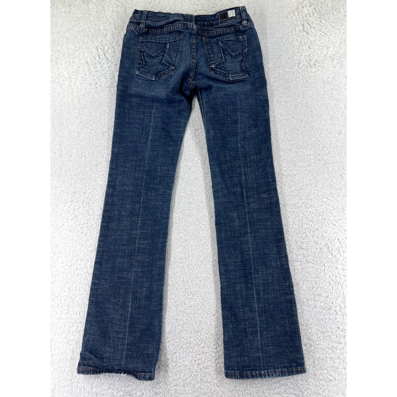 Denime C'est Toi Jeans Women Blue Denim Boot Cut Low Rise 22x29 Regular 29 in 5-Pocket Dark Wash Stretch Elastic Waist Cotton Blend Vintage No N/A Size 25" / US 0 / IT 36 - 2 Thumbnail