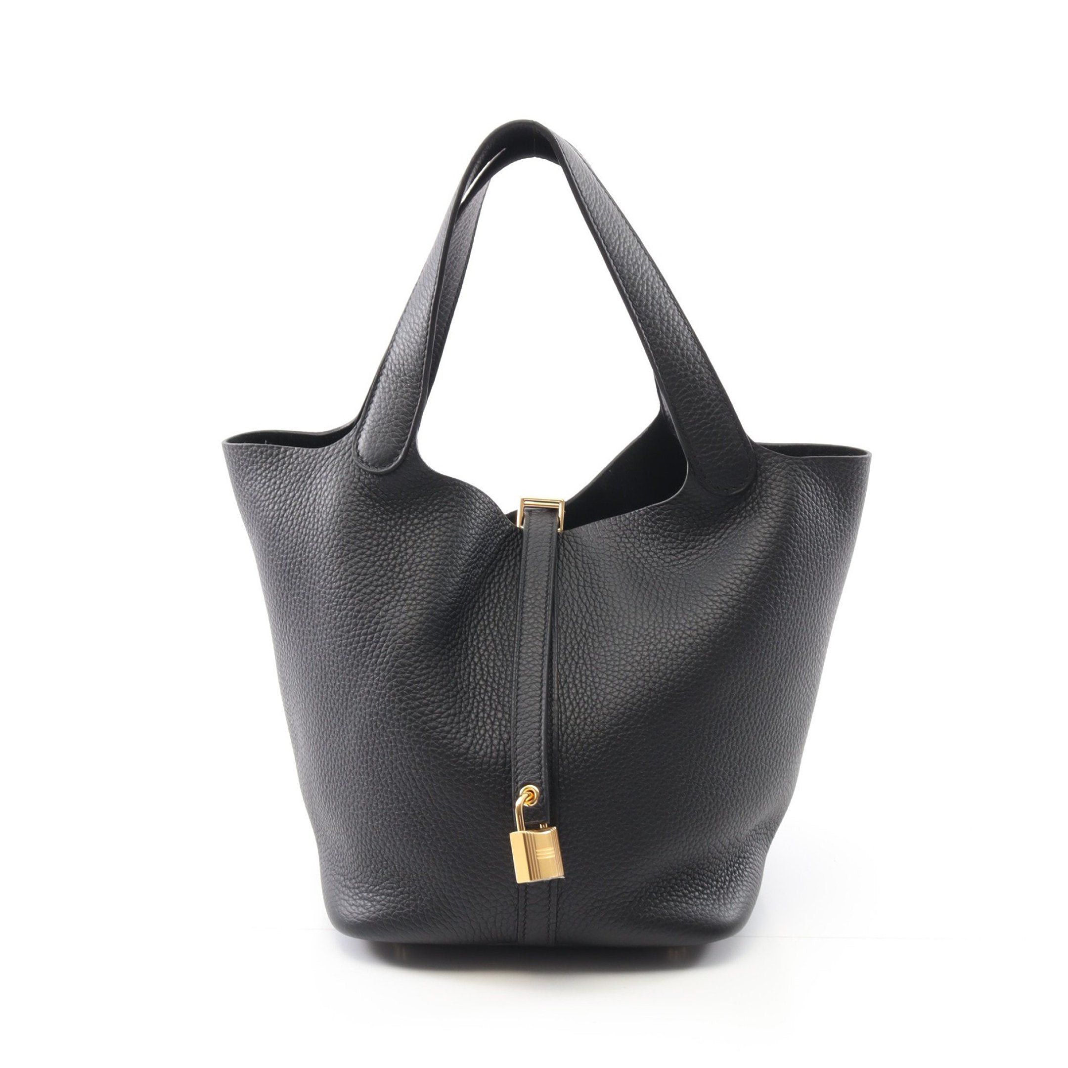 Hermes Hermes Picotane Lock Mm Handbag Clemence Leather Black Gold Hardware K Stamp Size ONE SIZE - 1 Thumbnail